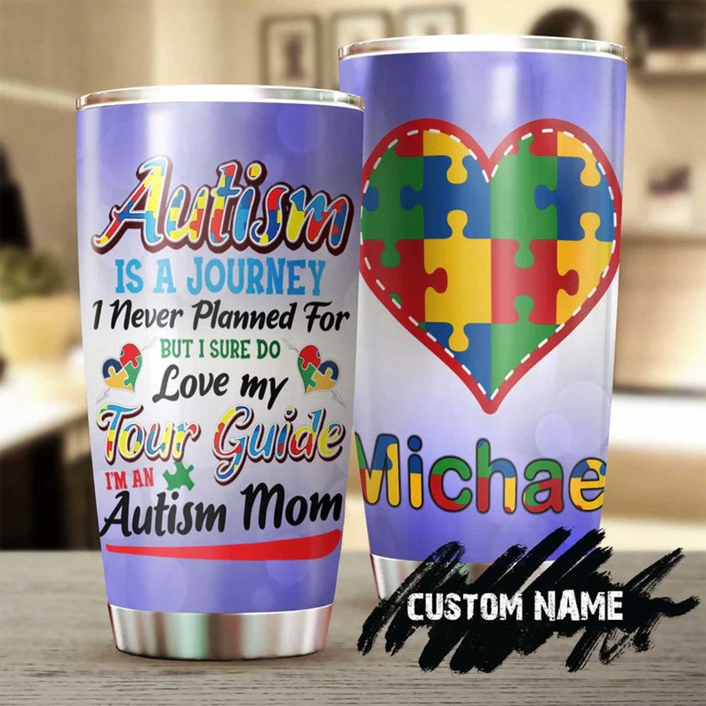Autism Personalized Mother's Day Gift Tumbler - Custom Gift For Mother's Day, Presents for Mom - Autism Is A Journey Love Mom Tumbler