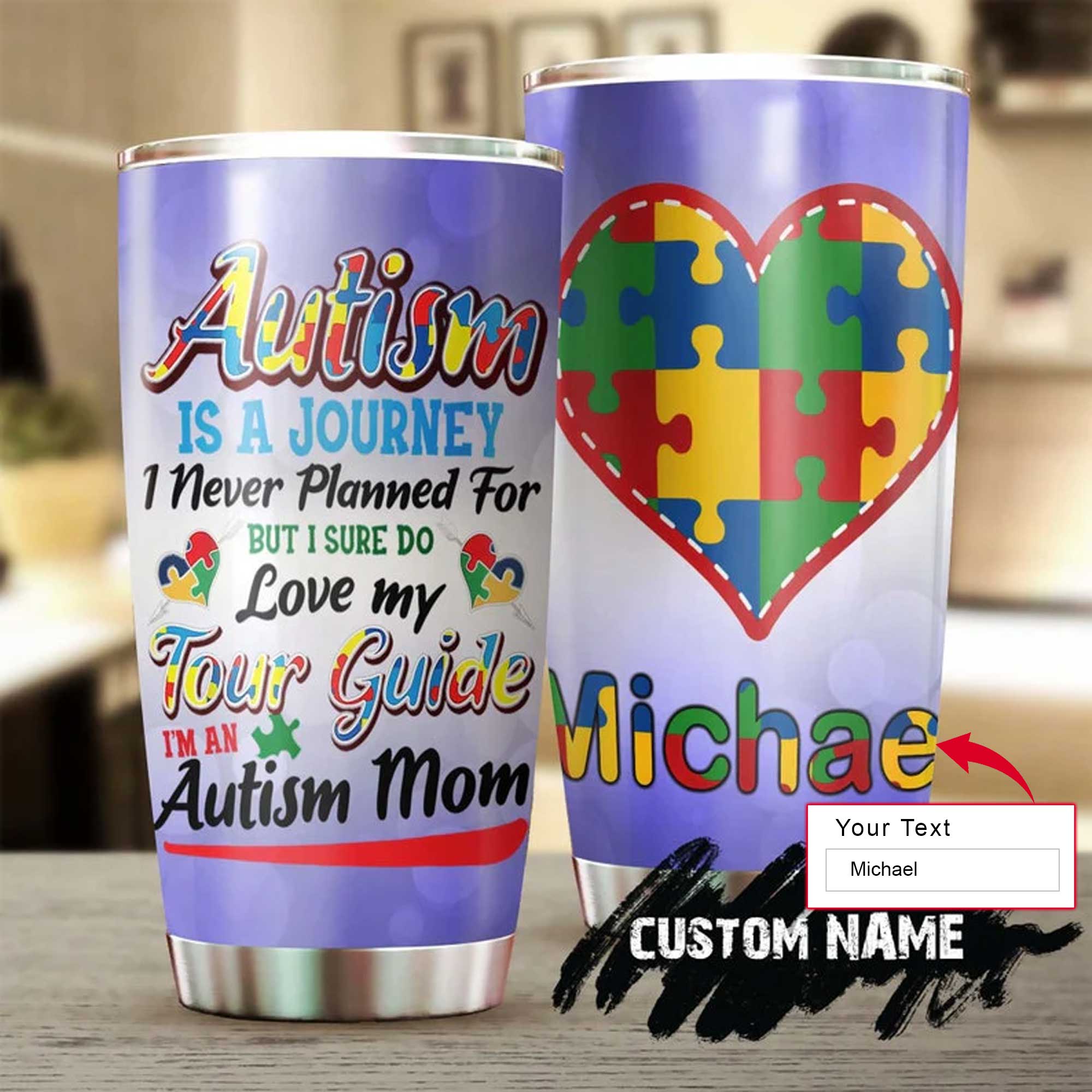 Autism Personalized Mother's Day Gift Tumbler - Custom Gift For Mother's Day, Presents for Mom - Autism Is A Journey Love Mom Tumbler