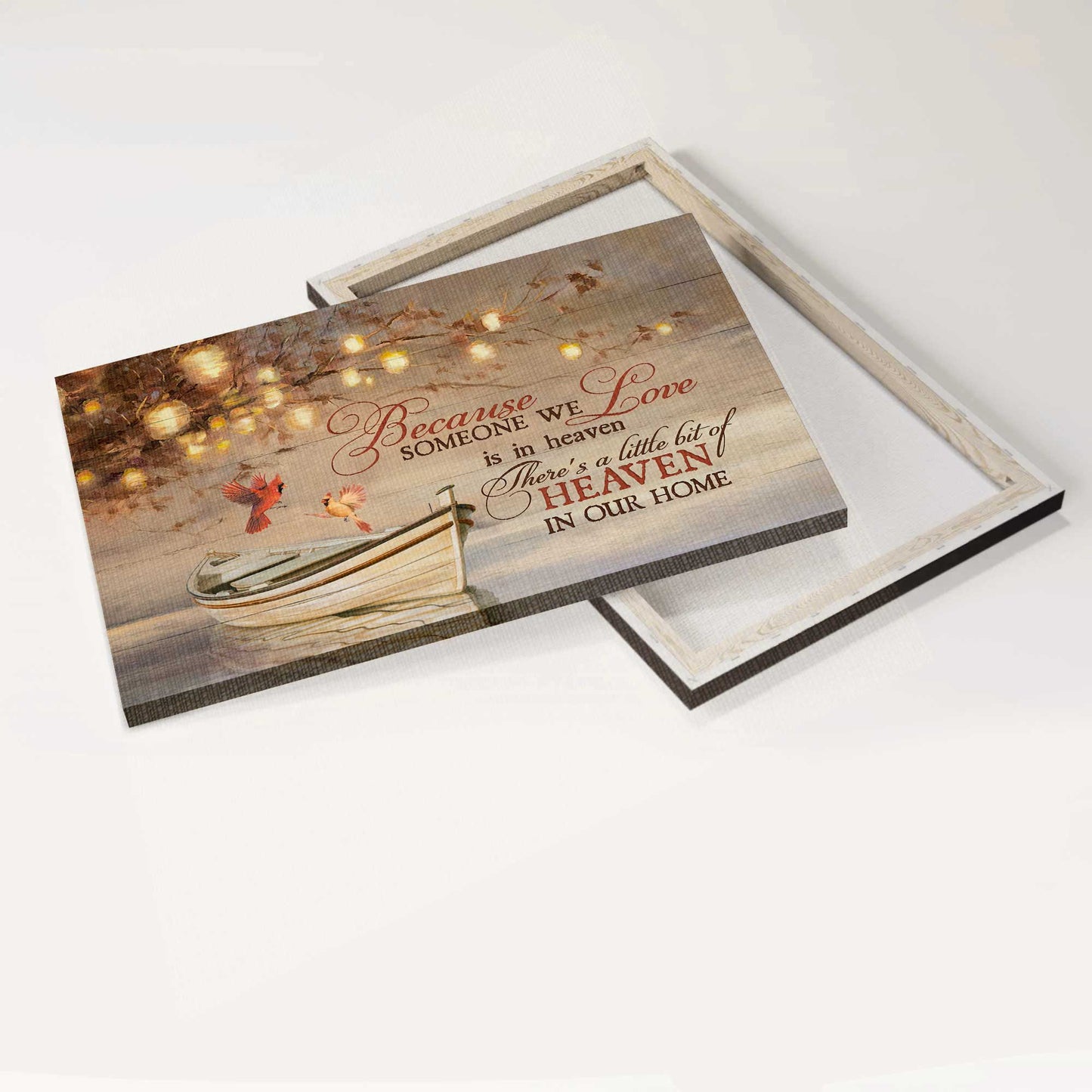 Memorial Landscape Canvas - Beautiful lantern, Romantic date, Cardinal Landscape Canvas - Memorial Gift For Family Members - Because someone we love is in heaven
