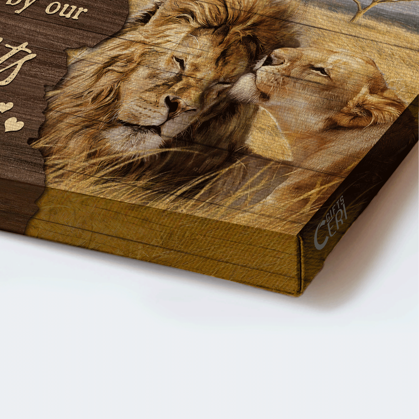Couple Landscape Canvas - Beautiful lion drawing, Rice field Landscape Canvas - Gift For Couple, Spouse, Lover - We are always connected by our hearts