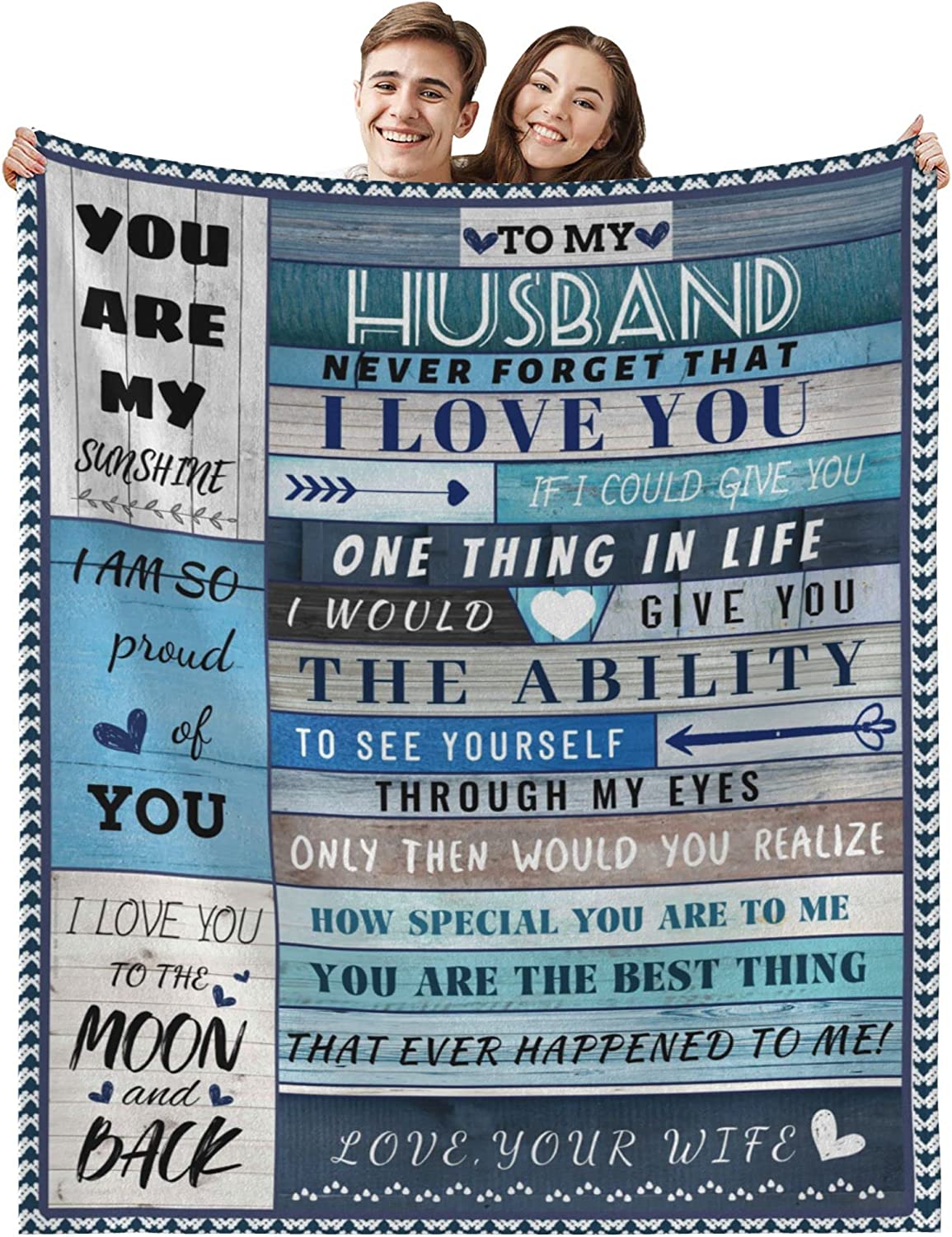 Gift For Husband, Couple Blanket, I Love You To The Moon And Back Blanket , You Are My Sunshine Blanket - Valentine, Christmas, Wedding, Anniversary Fleece Blanket
