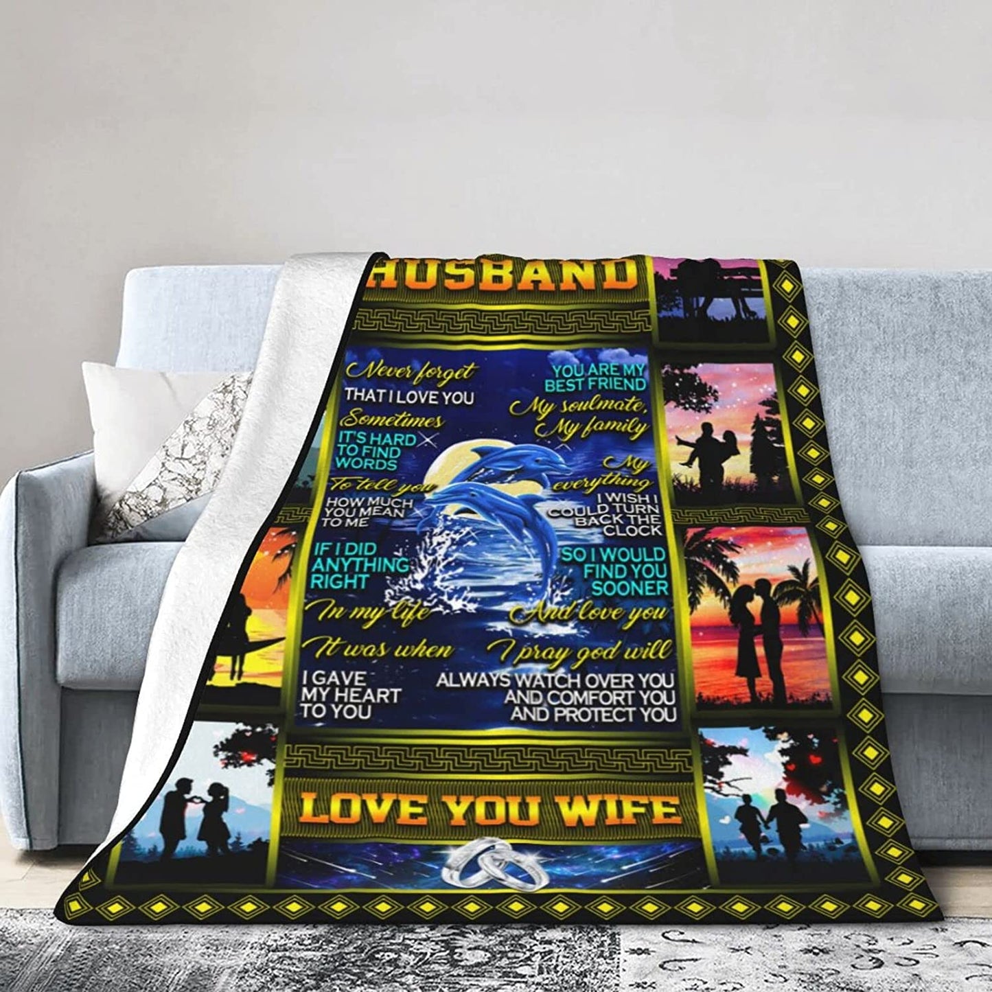 Gift For Husband Blanket - To My Husband Blanket - Gift From Wife For Men, Future Husband, Valentine, Birthday, Anniversary, Father's Day Blanket - Love You Wife Blanket