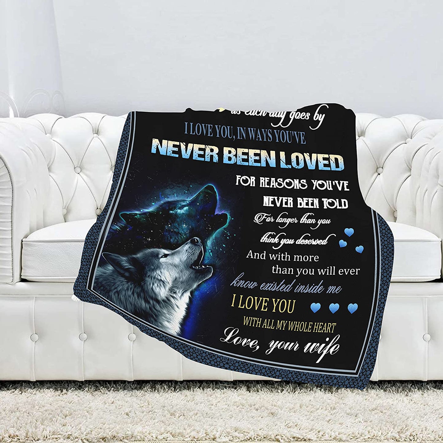 Gift For Husband Blanket - To My Husband, Wolf Couple Blanket - Romantic Gift For Husband From Wife, Birthday, Christmas, Valentines, Anniversary Blanket