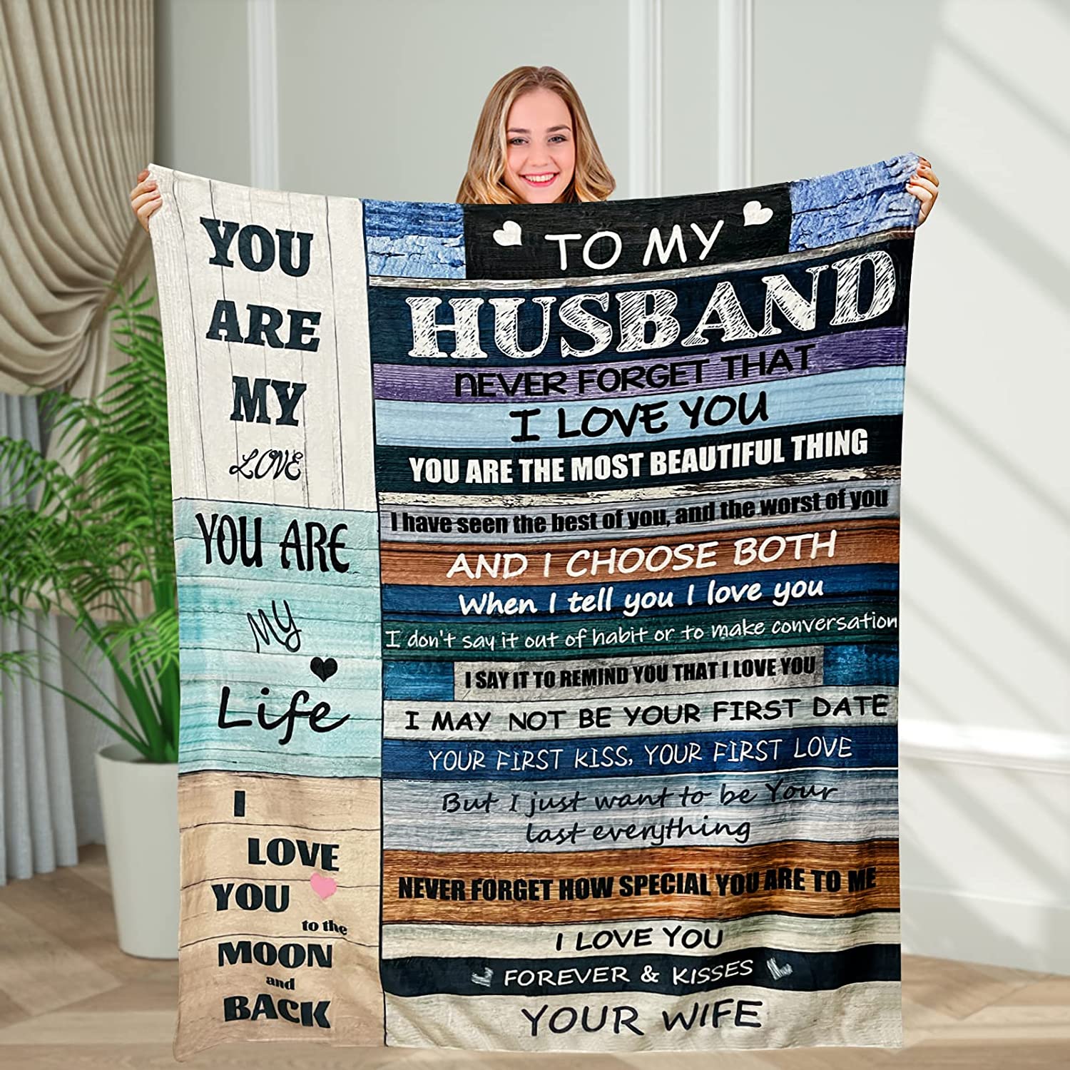 Gift For Husband Blanket - You Are My Love, To My Husband Blanket - Gift From Wife Anniversary, Valentines, Fathers Day, Christmas, Birthday Luxury Throw Blanket