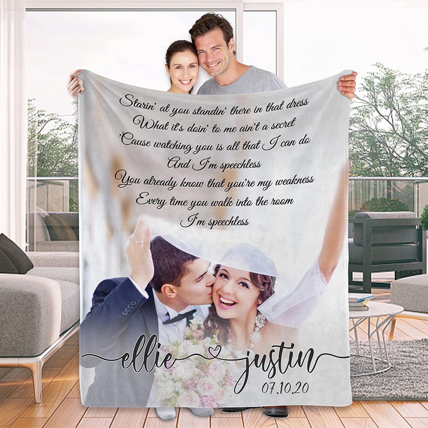 Personalized Couple Blanket - Custom Romantic Gift For Couple, Lover, Husband, Wife, Anniversary Wedding, Christmas, Birthday, Valentine's Day Blanket