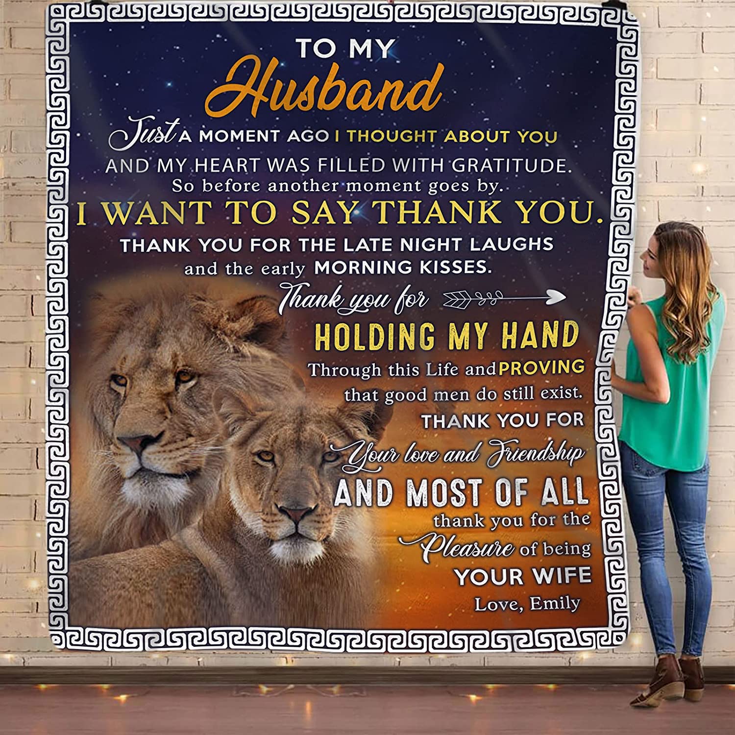 Personalized Couple Husband - Lion Couple Blanket - Custom Romantic Gift For Husband, Lover, Newlyweds, Birthday, Anniversary Wedding, Christmas, Valentine's Day, Father's Day Blanket
