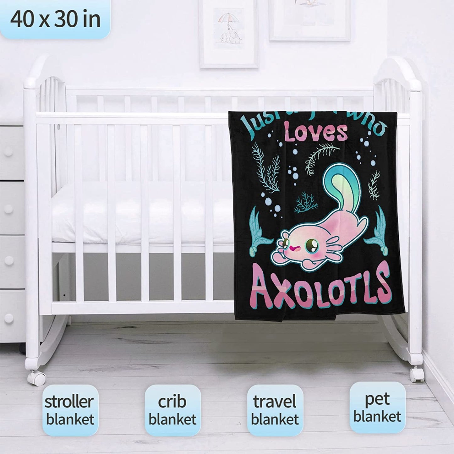 Gift For Axolotls Lovers Blanket - Axolotls Soft Cozy Living Room Bedroom Warm Gifts All Season, Gift for Girl, Valentines Day, Birthday - Just A Girl Who Loves Axolotls Blanket