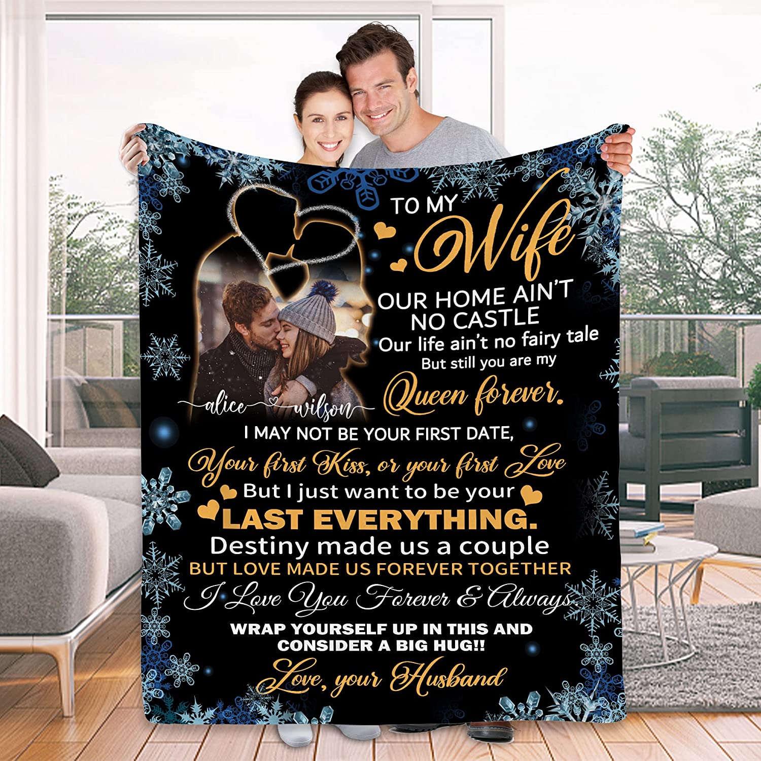 Personalized Gift For Wife Blanket - To My Wife, Couple Blanket - Custom Romantic Gift For Wife From Husband, Newlyweds, Birthday, Anniversary Wedding, Christmas, Valentine's Day Blanket