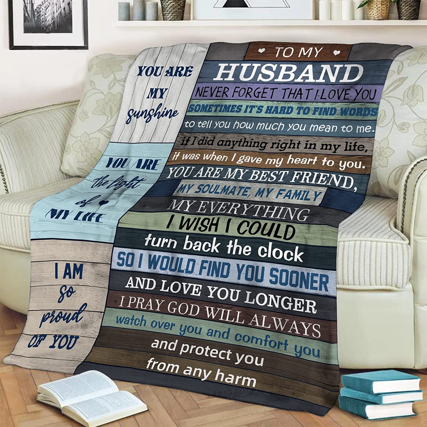 Gift For Husband - To My Husband From Wife, Romantic Gifts For Husband Him Men Birthday Anniversary Wedding Valentines Day Gifts, Ultra Soft Flannel Fleece Throw Blanket Cozy Throws For Bed Sofa