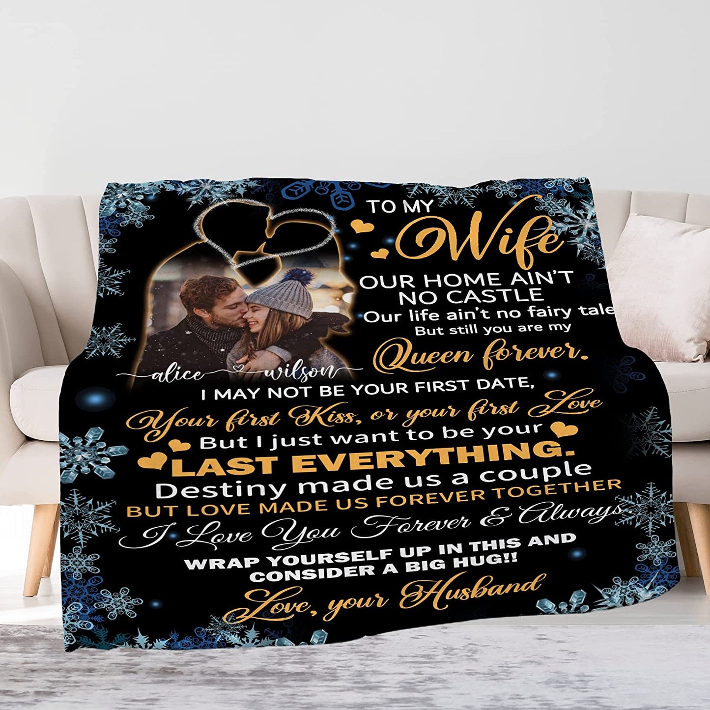 Personalized Gift For Wife Blanket - To My Wife, Couple Blanket - Custom Romantic Gift For Wife From Husband, Birthday, Anniversary Wedding, Christmas, Valentines Blanket