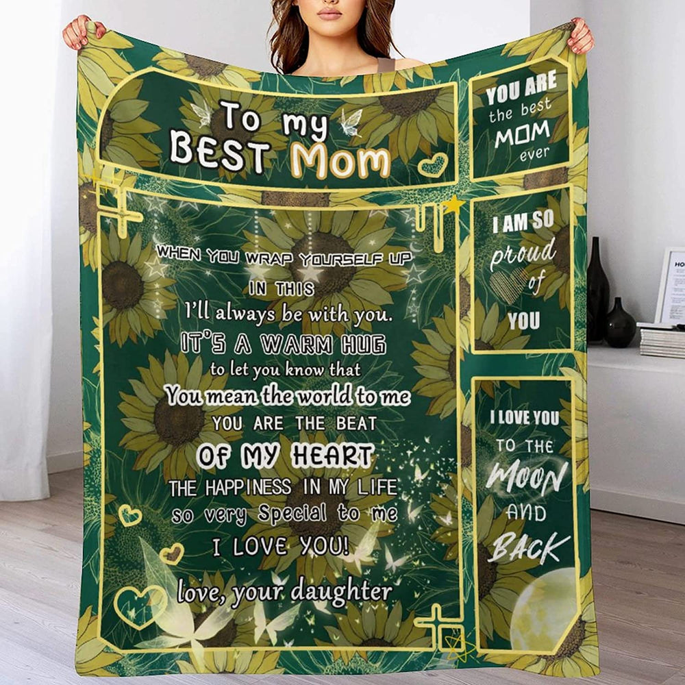 Sunflower Mother Blanket, Mom Birthday Gifts From Daughter, To My Best Mom Blankets, Mother's Day Gift, Mom Blanket