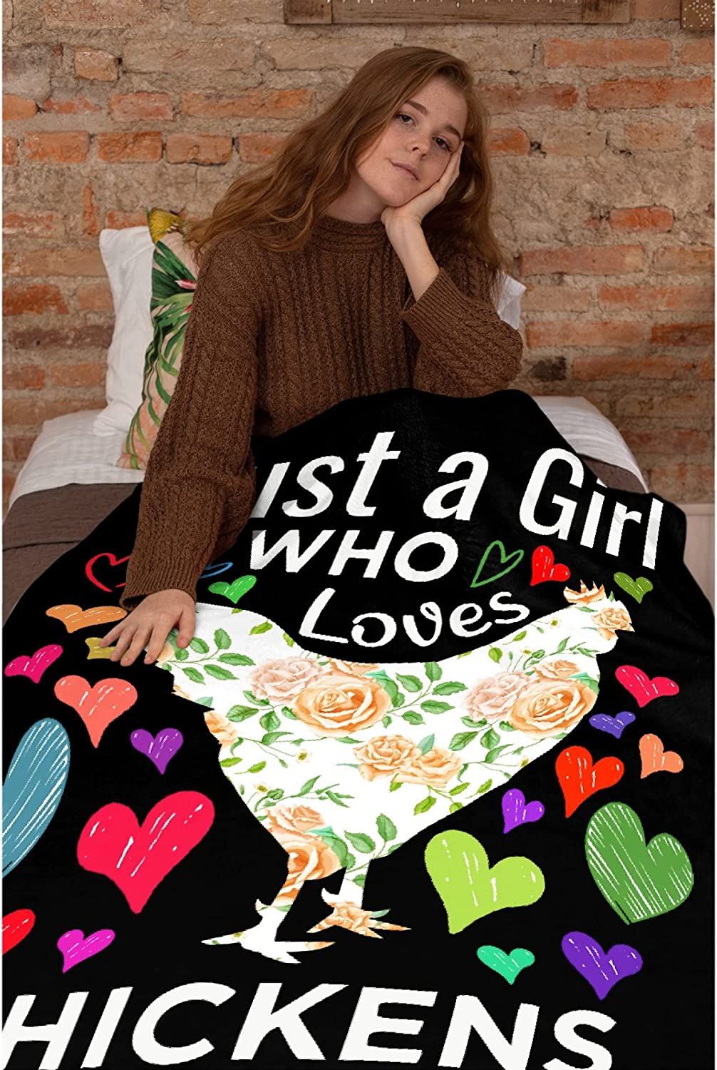 Gift For Chickens Lovers Blanket - Cartoon Cute Animal Throw Blankets Cozy Plush Microfiber, Gift for Girl, Valentines Day, Birthday - Just A Girl Who Loves Chickens Blanket