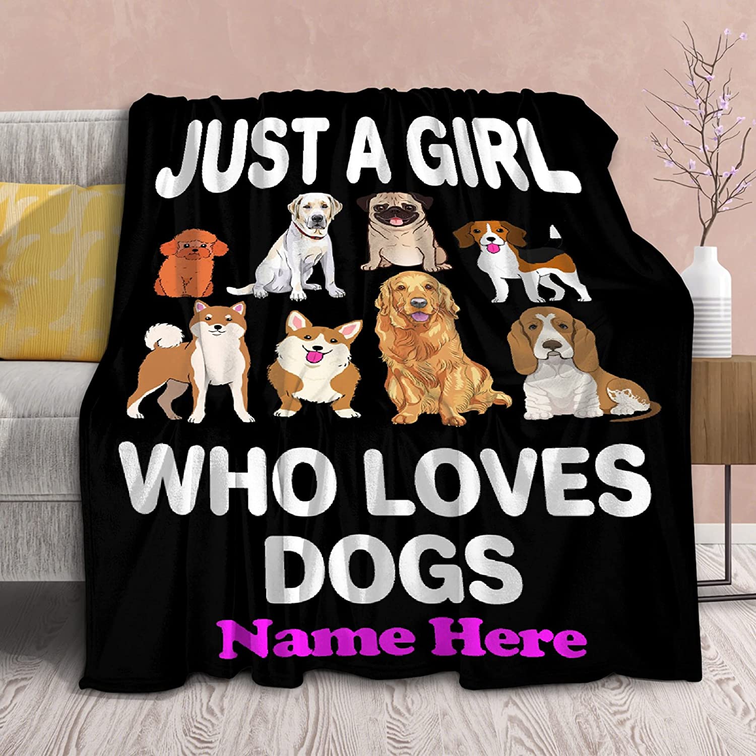 Personalized Dog Blanket - Custom Gift For Dog Lover, Animals Lover, Puppy - Just A Girl Who Loves Dog Blanket