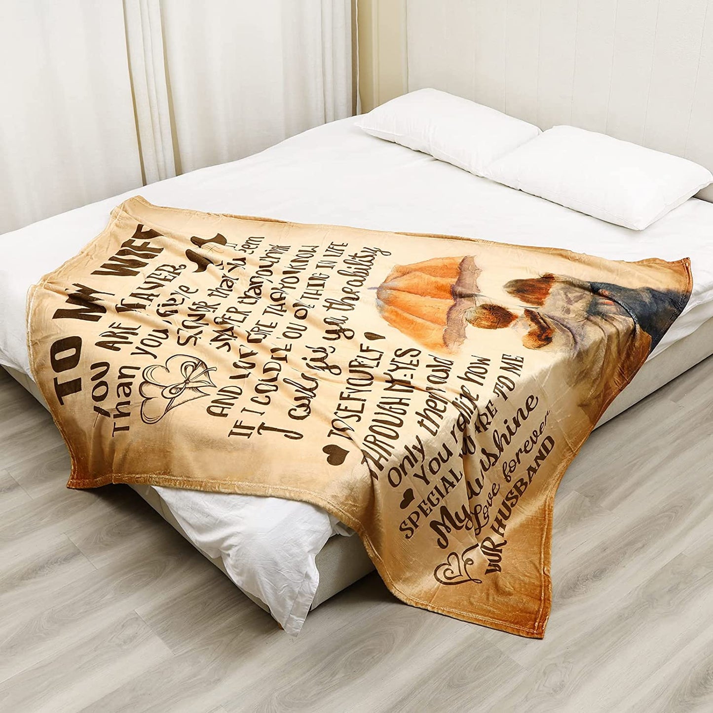 Gifts for Wife from Husband, Valentine's Gifts for Wife, Customize Blanket, to My Wife Blanket Christmas Valentine's Mother's Day Healing Thoughts Blanket Presents for Her Romantic Wedding Gift for Women