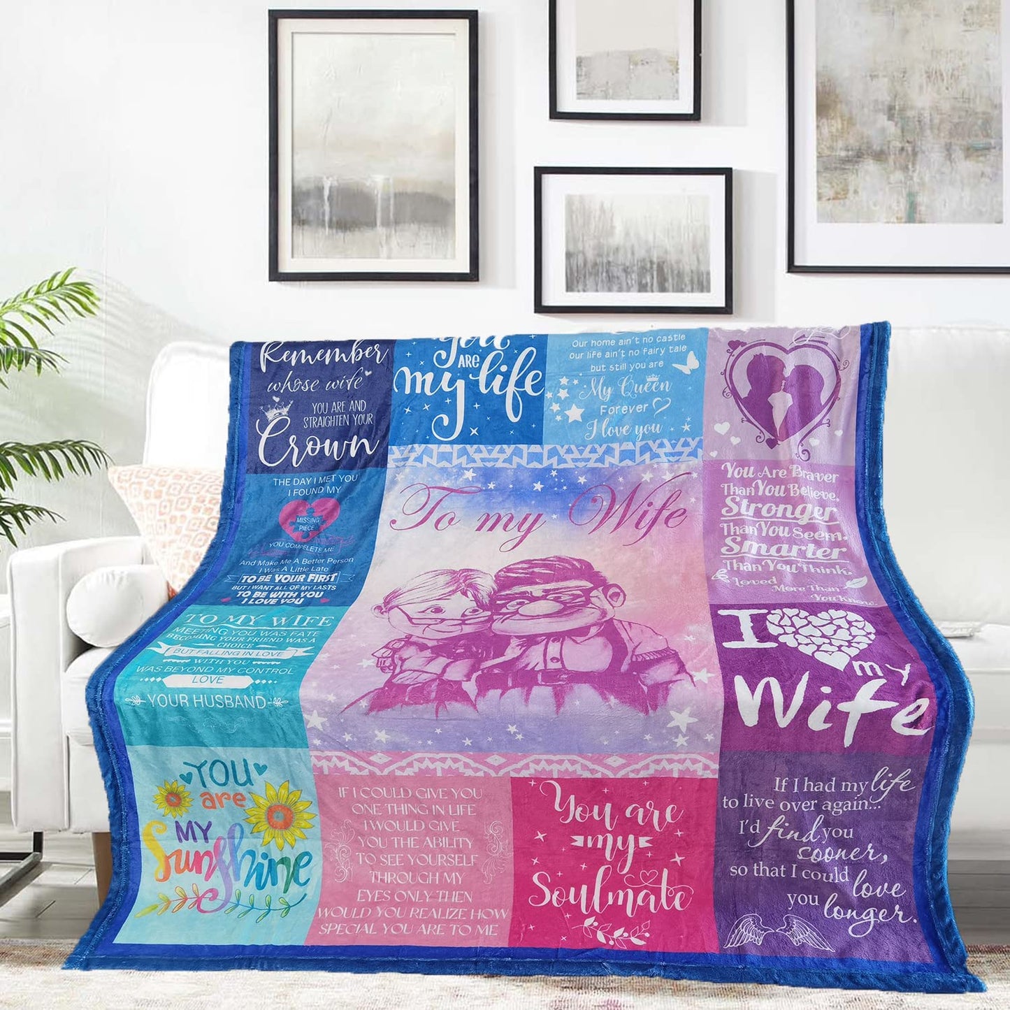 Valentine Wedding Anniversary Romantic Gifts for Wife, To My Wife Blanket from Husband, Romantic Valentine Anniversary Birthday Gift for Wife, Soft Warm Lightweight Fleece Throw Blanket, Best Gift Ideas For Wife