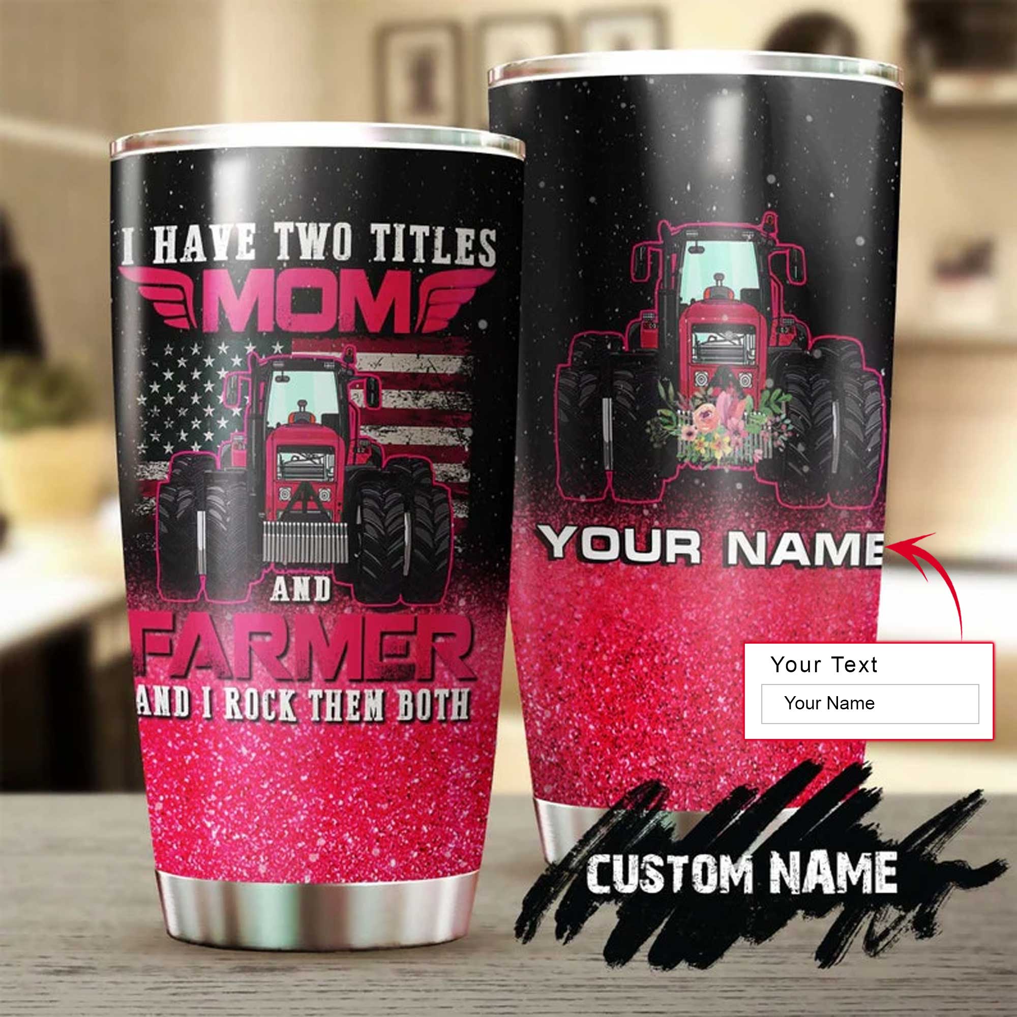 Personalized Mother's Day Gift Tumbler - Custom Gift For Mother's Day, Presents for Mom - Mom And Farmer Ladies, I Have Rocked Them Both Tumbler