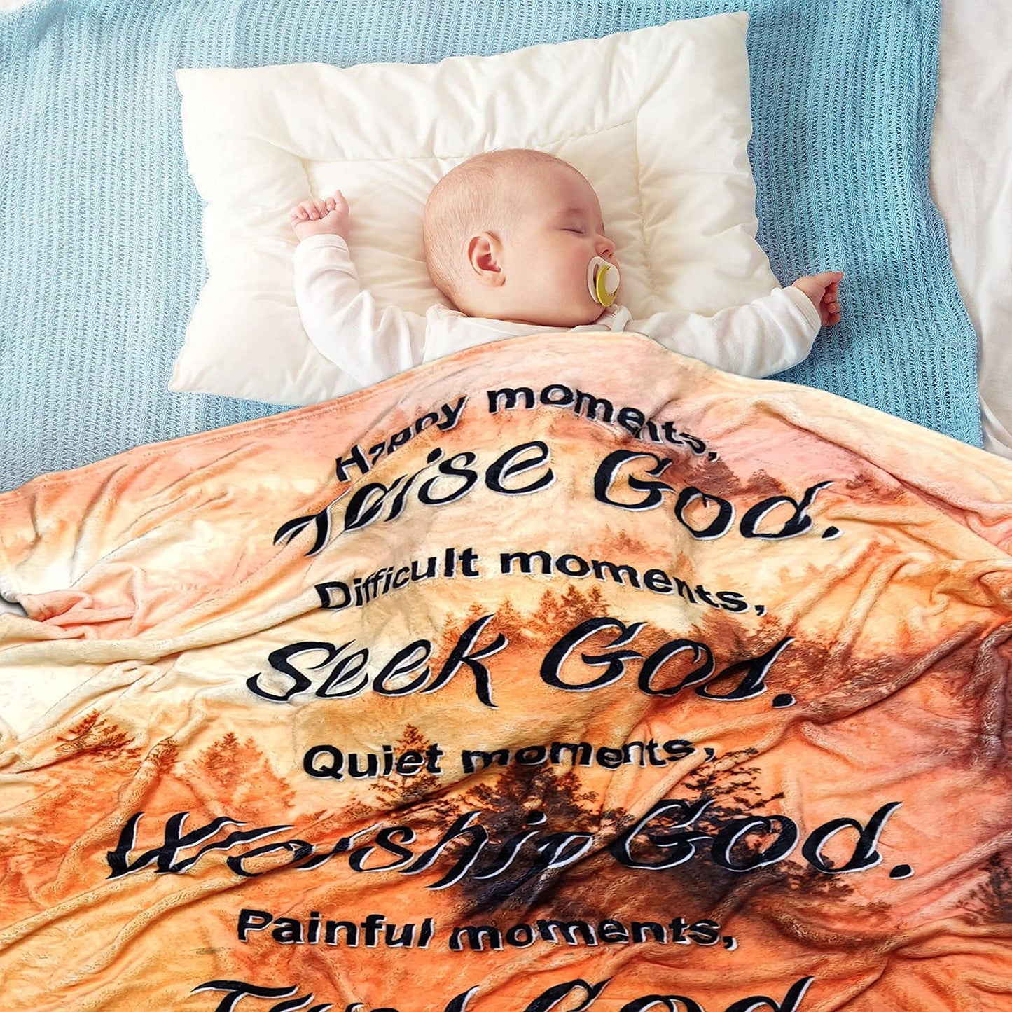 Jesus Blanket - Bible Verse, Inspirational Thoughts, Prayers, Forest Pattern Blanket - Gift For Christian - Thank God Blanket