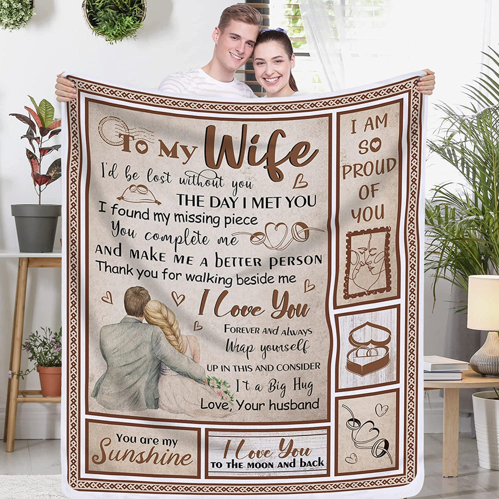 Valentine Gifts For Wife, To My Wife Blanket From Husband, Birthday For Her Soft Throw Blanket, Romantic Valentine Gifts For Wife, You Are My Sunshine