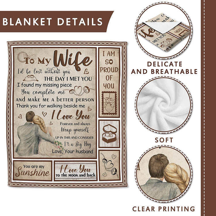 Valentine Gifts For Wife, To My Wife Blanket From Husband, Birthday For Her Soft Throw Blanket, Romantic Valentine Gifts For Wife, You Are My Sunshine