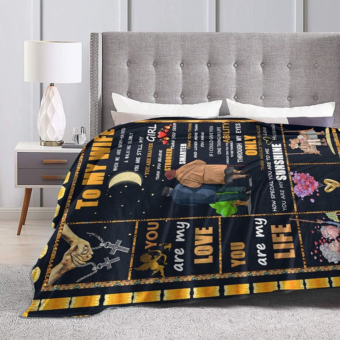 Gift For Wife Blanket - Mother's Day Gift, To My Wife Blanket Anniversary Romantic, Gifts For Wife Birthday, Gifts From Husband Throw Blanket Mothers Day Valentines Day Blanket