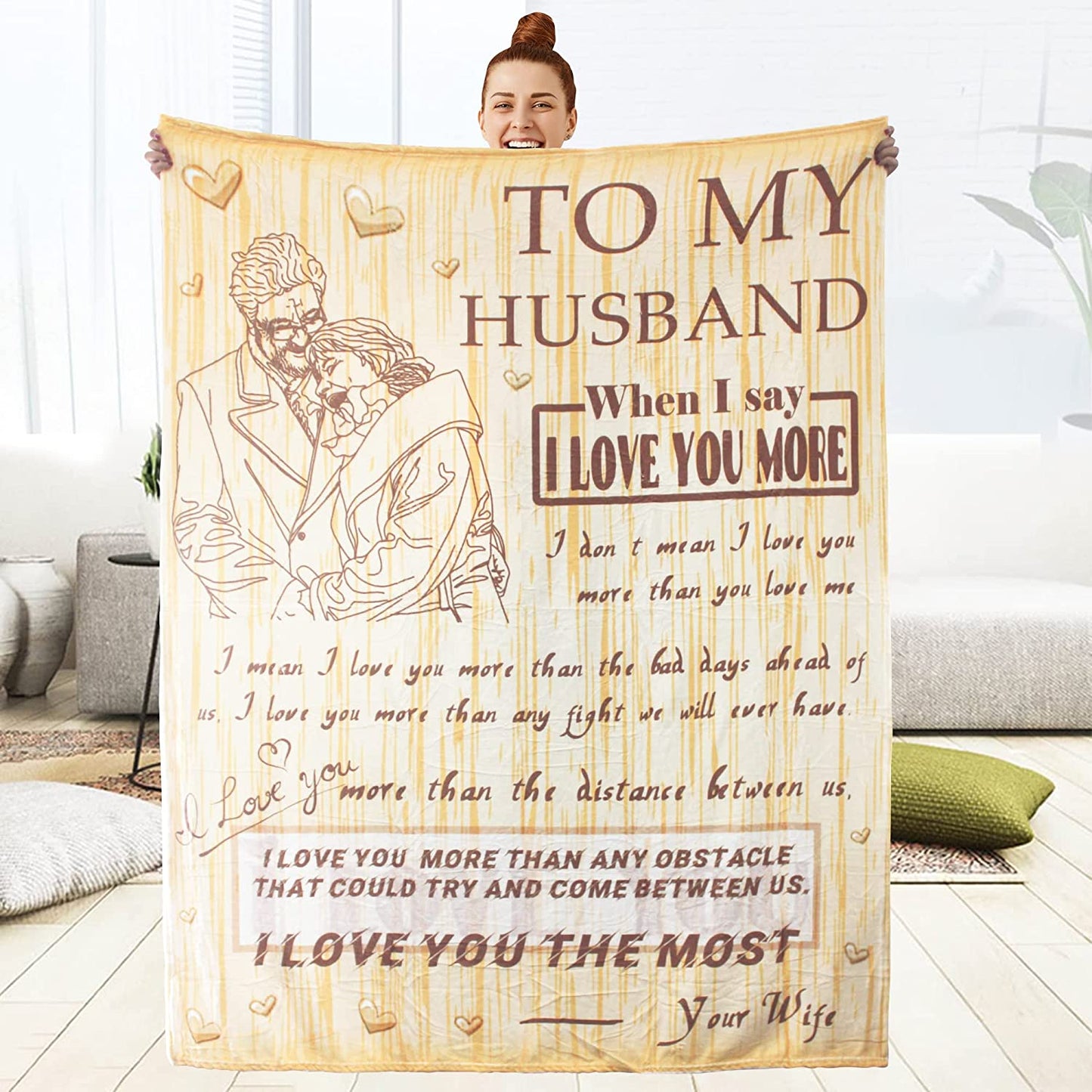 Gift For Husband, Couple Blanket, When I Say I Love You Blanket, I Love You The Most Blankets For Couch Bedroom Sofa - Valentine, Christmas, Wedding Anniversary Blanket