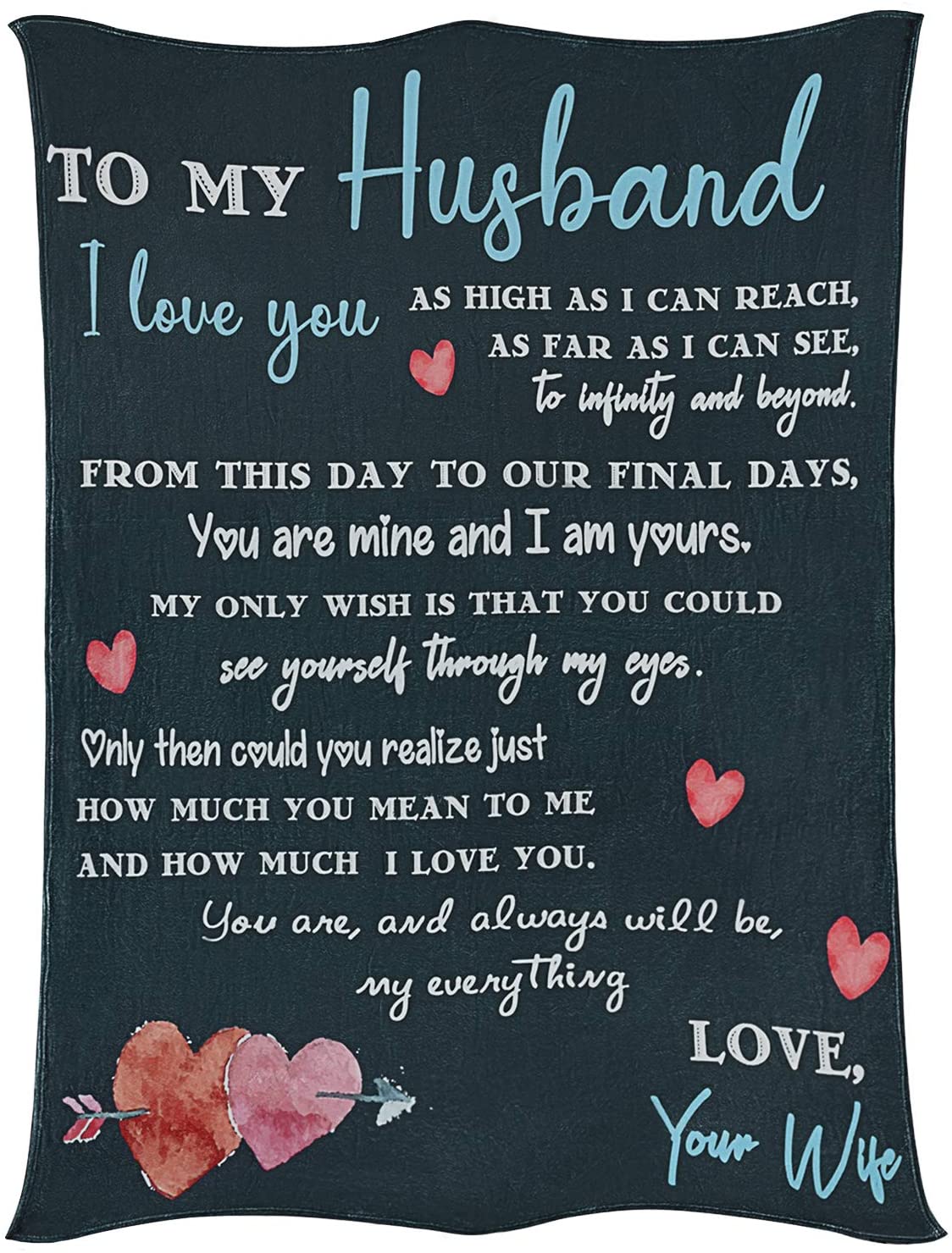 To My Husband Blanket From Wife, Gifts For Husband From Wife, Best Gifts Ideas For Husband, I Love You Blanket Gift for Husband From Wife, Hearts Blanket for Husband, Blanket For Couple Anniversary