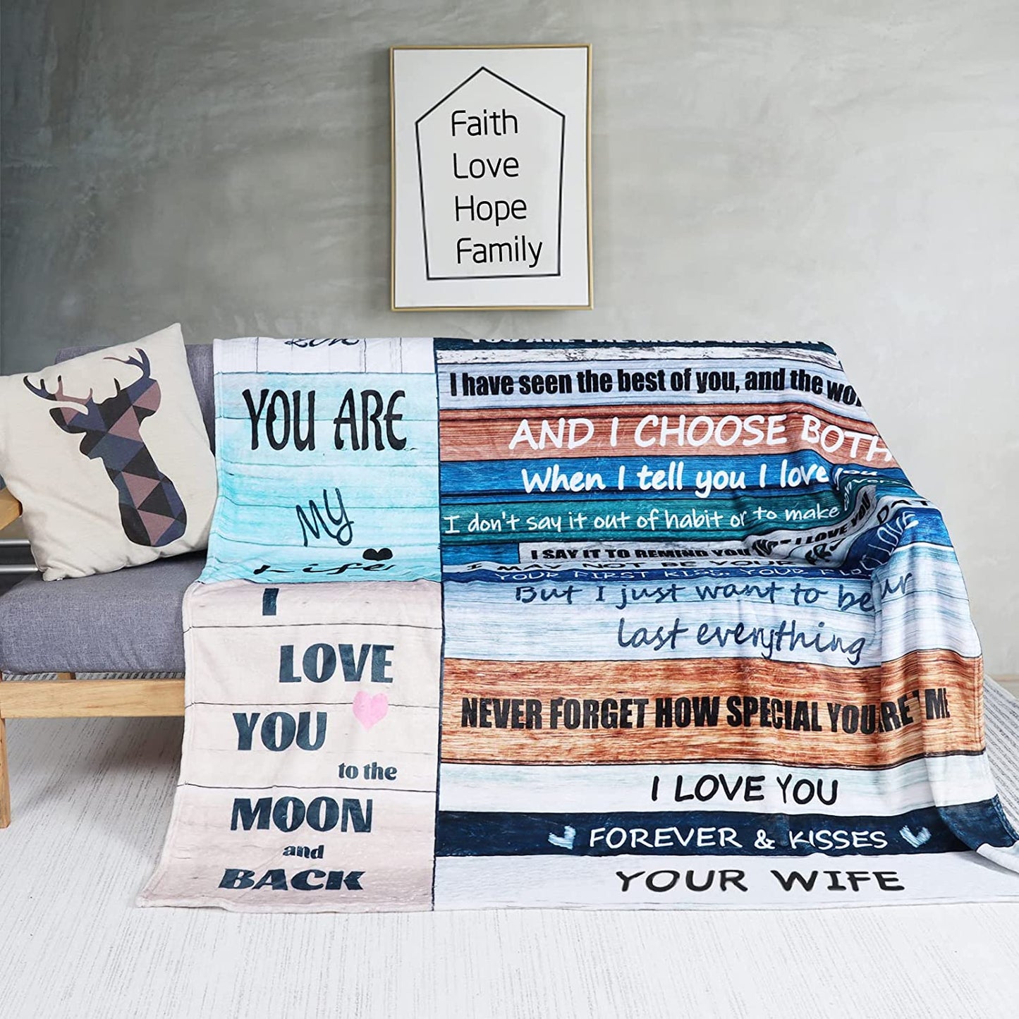Gift For Husband Blanket - You Are My Love, To My Husband Blanket - Gift From Wife Anniversary, Valentines, Fathers Day, Christmas, Birthday Luxury Throw Blanket