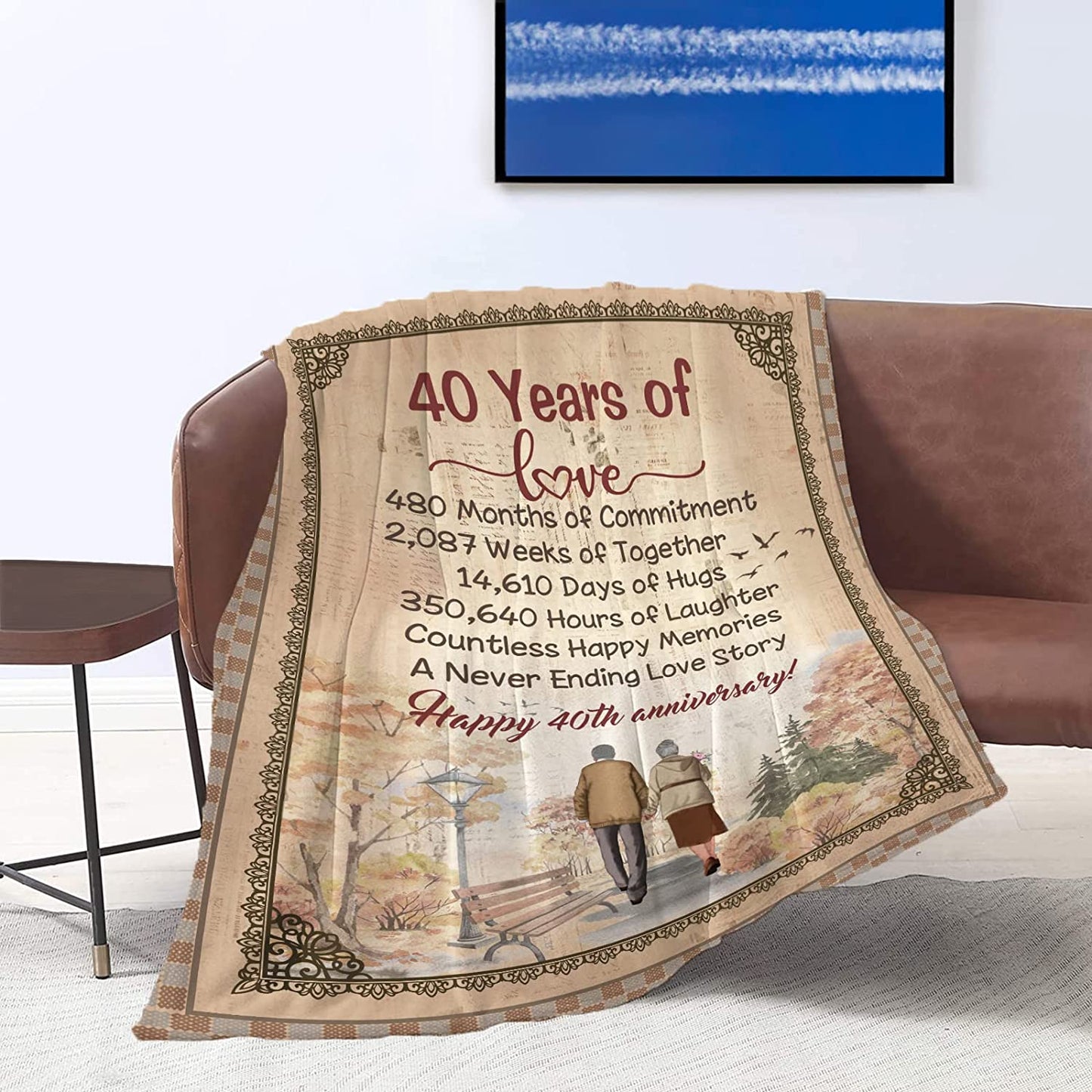 40th Anniversary Wedding Gift, 40Th Anniversary Blanket, Gifts For Wife Husband Couple Mom Dad Grandparents Throw Blankets Valentine's Day Gift Idea