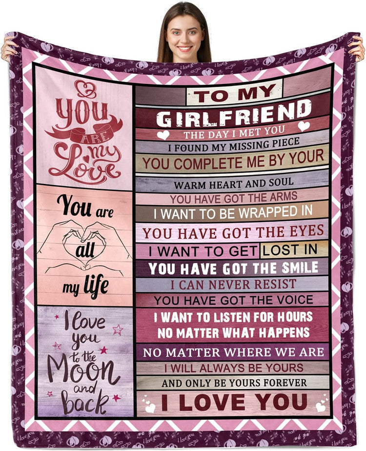 Valentine's Day Gifts, To My Girlfriend Blanket, Girlfriend Romantic Gifts For Her, Birthday Gifts For Girlfriend, Blanket For Sofa Bedding Couch