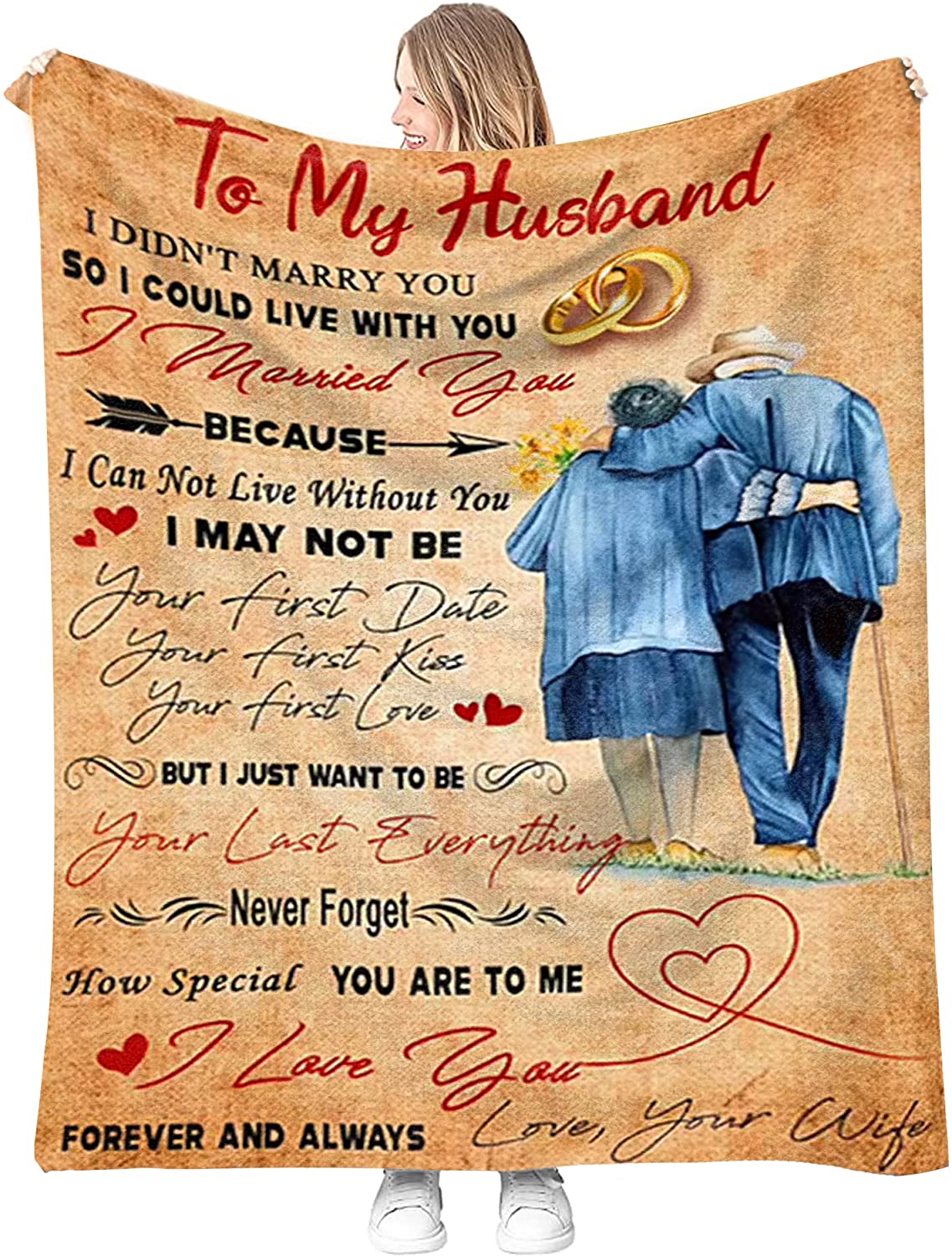 Gift For Husband Blanket - To My Husband, Wedding Rings, Couple Blanket - Gift For Husband From Wife, Birthday, Christmas, Wedding, Anniversary, Valentine's Day Blanket - I Love You Forever & Always Blanket