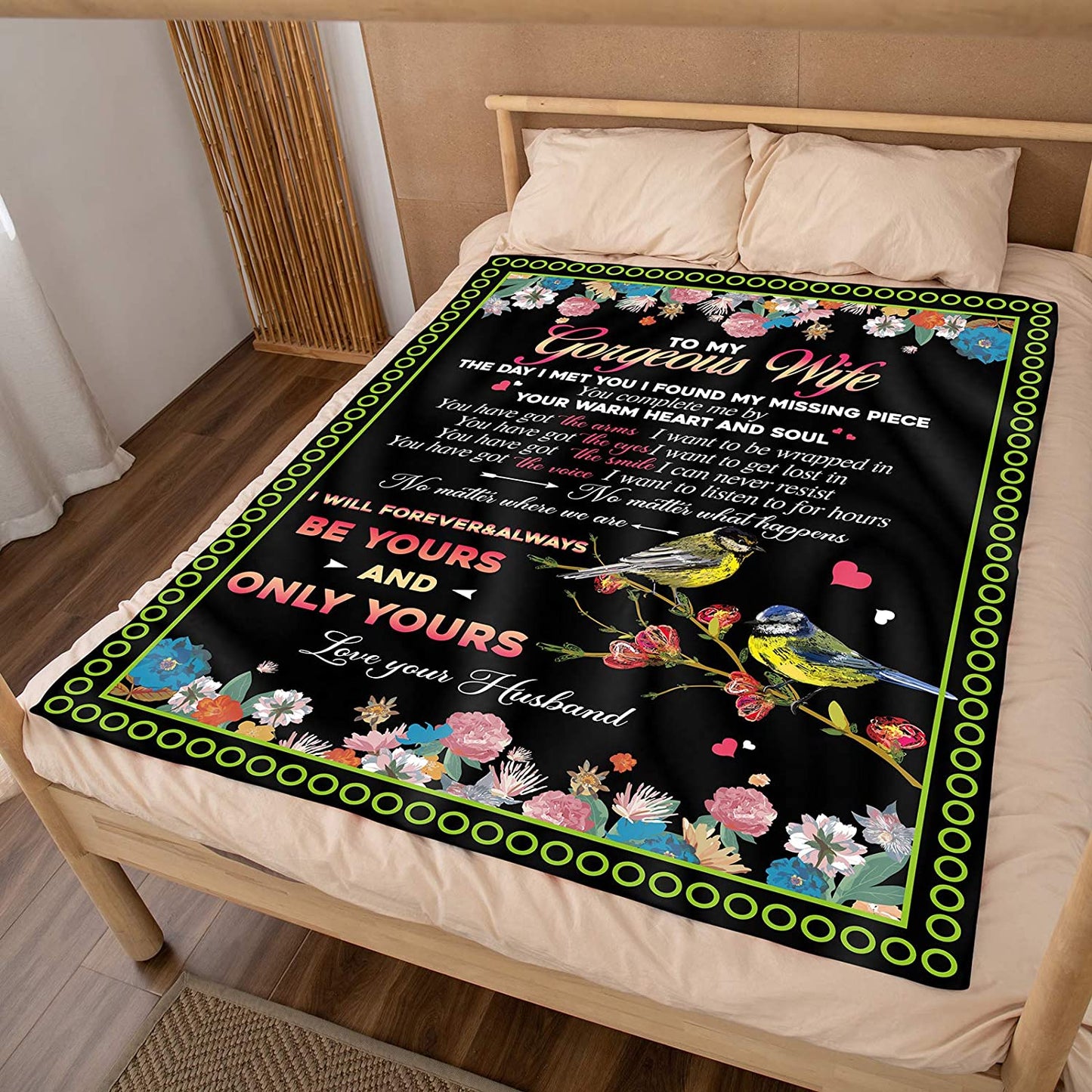 Throw Blanket To My Wife Gift From Husband, Valentine’S Day Birthday Soft Bed Flannel Blanket, Best Gift for Wife, Best Gift For Valentine Day