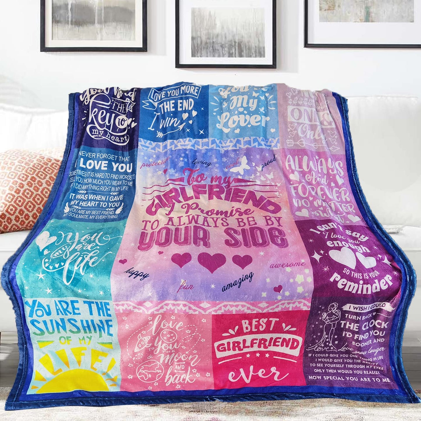 Gifts For Girlfriend Blanket - To My Girlfriend Blanket - Gift For Girlfriend, Anniversary, Romantic Valentines, Christmas, Birthday Blankets - Color Blanket Romantic Gifts for Her
