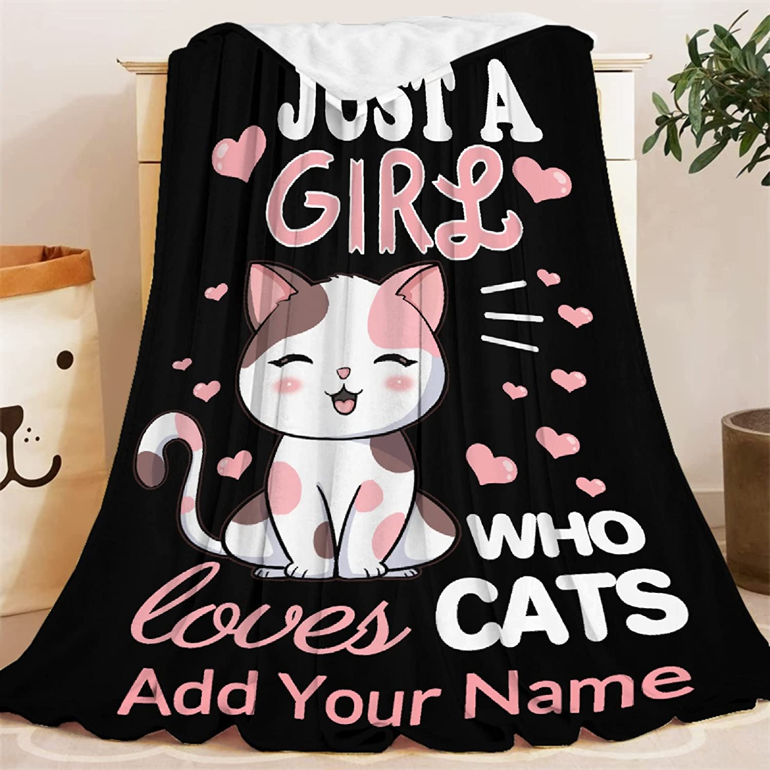 Personalized Cat Blanket - Cute Animals Blankets - Custom Gift For Cat Lovers, Kittens, Daughters, Women, Kids - Just A Girl Who Loves Cats Blankets