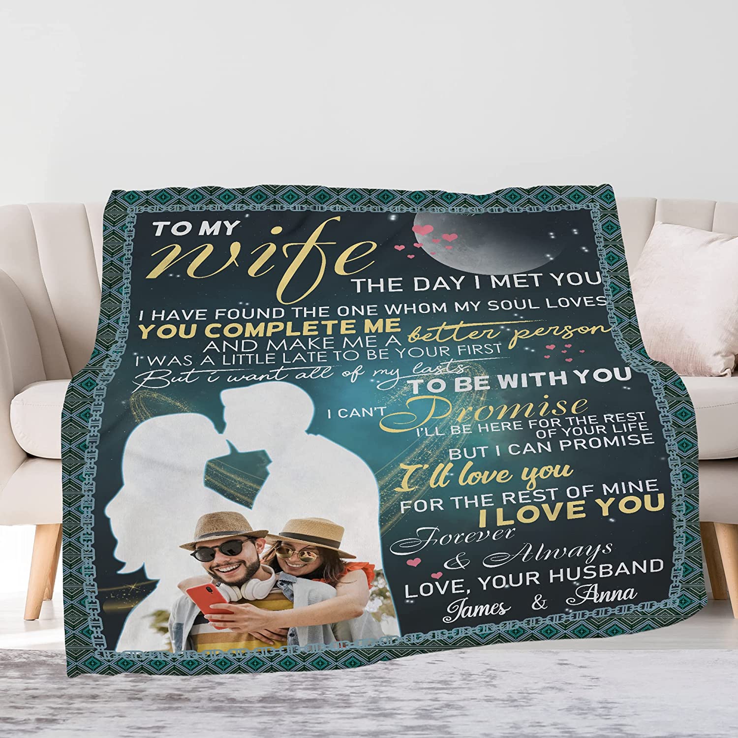 Personalized Gift For Wife Blankets - To My Wife, Couple Blanket - Custom Romantic Gift For Wife, Lover, Newlyweds, Birthday, Anniversary Wedding, Christmas, Valentine's Day Blanket