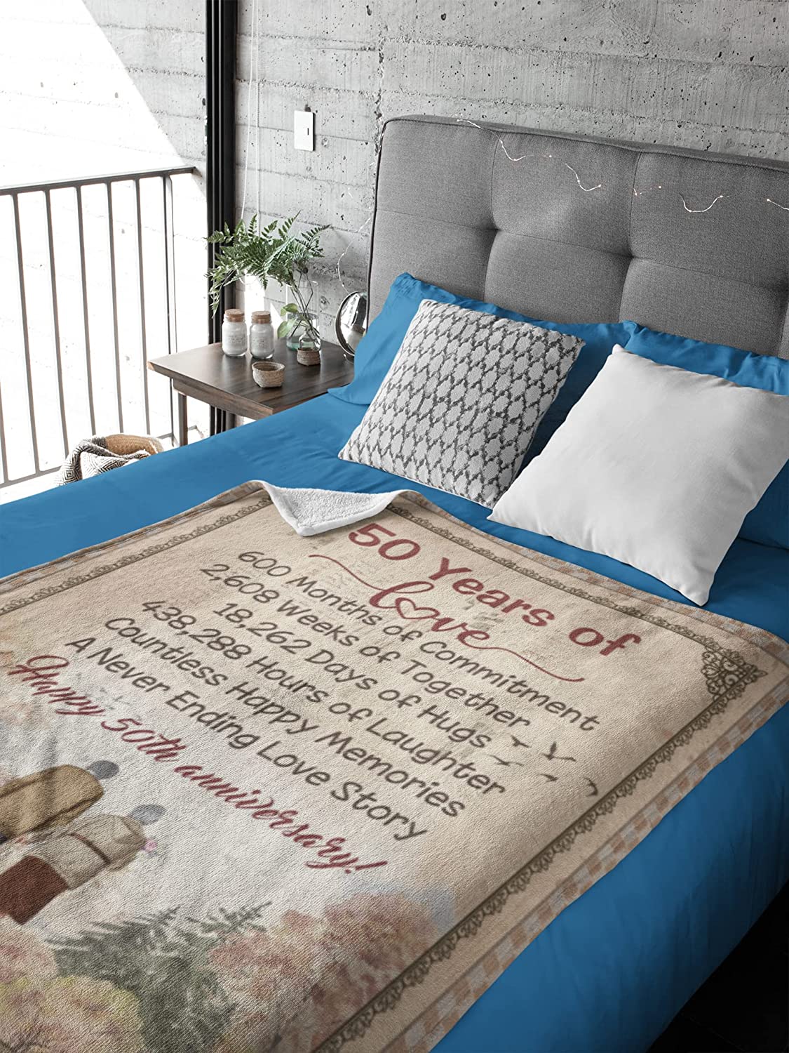 50Th Anniversary Wedding Gifts For Wife Husband Couple Golden Wedding Blanket For Mom Dad Grandparents 50 Years Of Marriage Celebration Throw Blankets Valentine's Day Fiftieth Gift