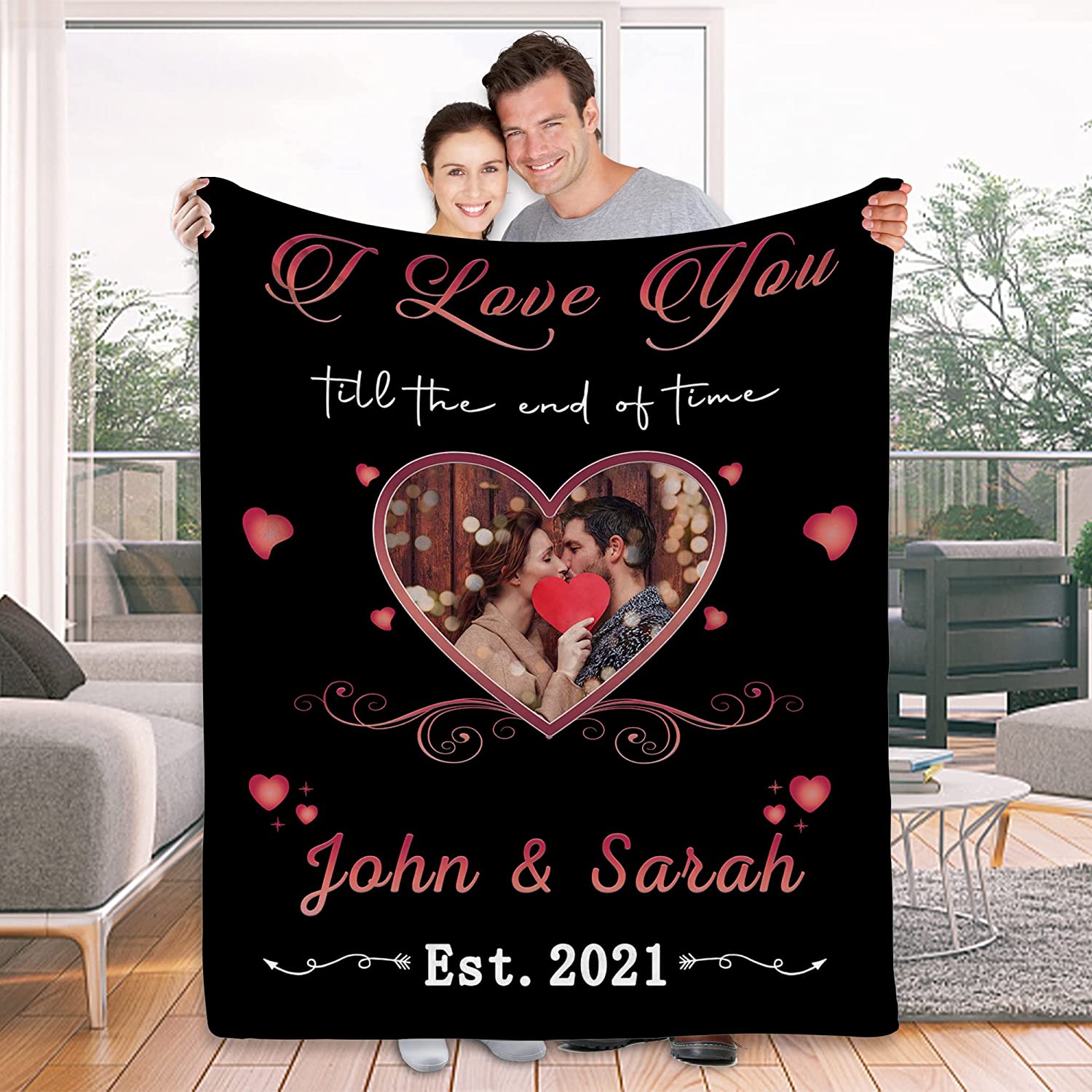 Personalized Couple Blanket - Custom Romantic Gift For Couple, Lover, Husband, Wife - Gifts for Newlyweds, Birthday, Anniversary Wedding, Christmas, Valentine's Day Blanket