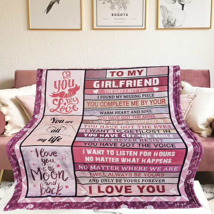 Valentine's Day Gifts, To My Girlfriend Blanket, Girlfriend Romantic Gifts For Her, Birthday Gifts For Girlfriend, Blanket For Sofa Bedding Couch
