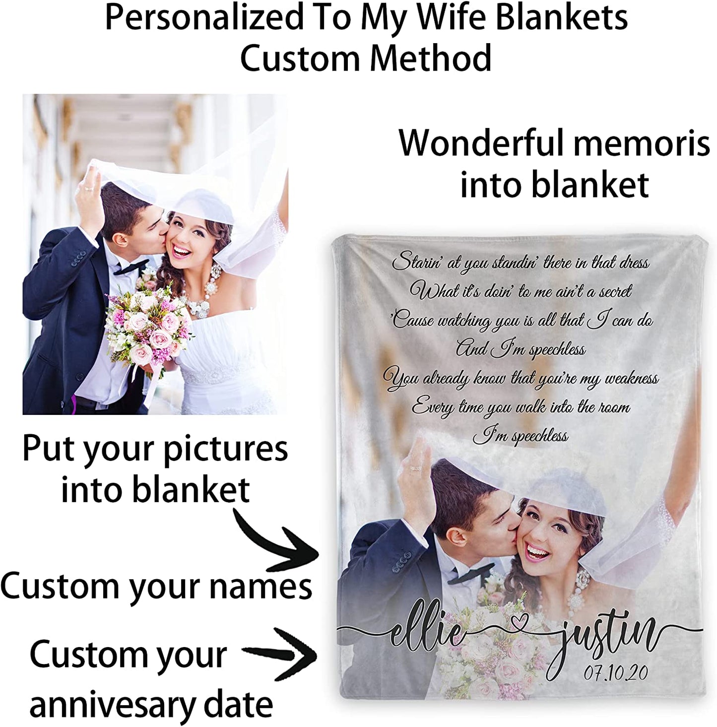 Personalized Couple Blanket - Custom Romantic Gift For Couple, Lover, Husband, Wife, Anniversary Wedding, Christmas, Birthday, Valentine's Day Blanket