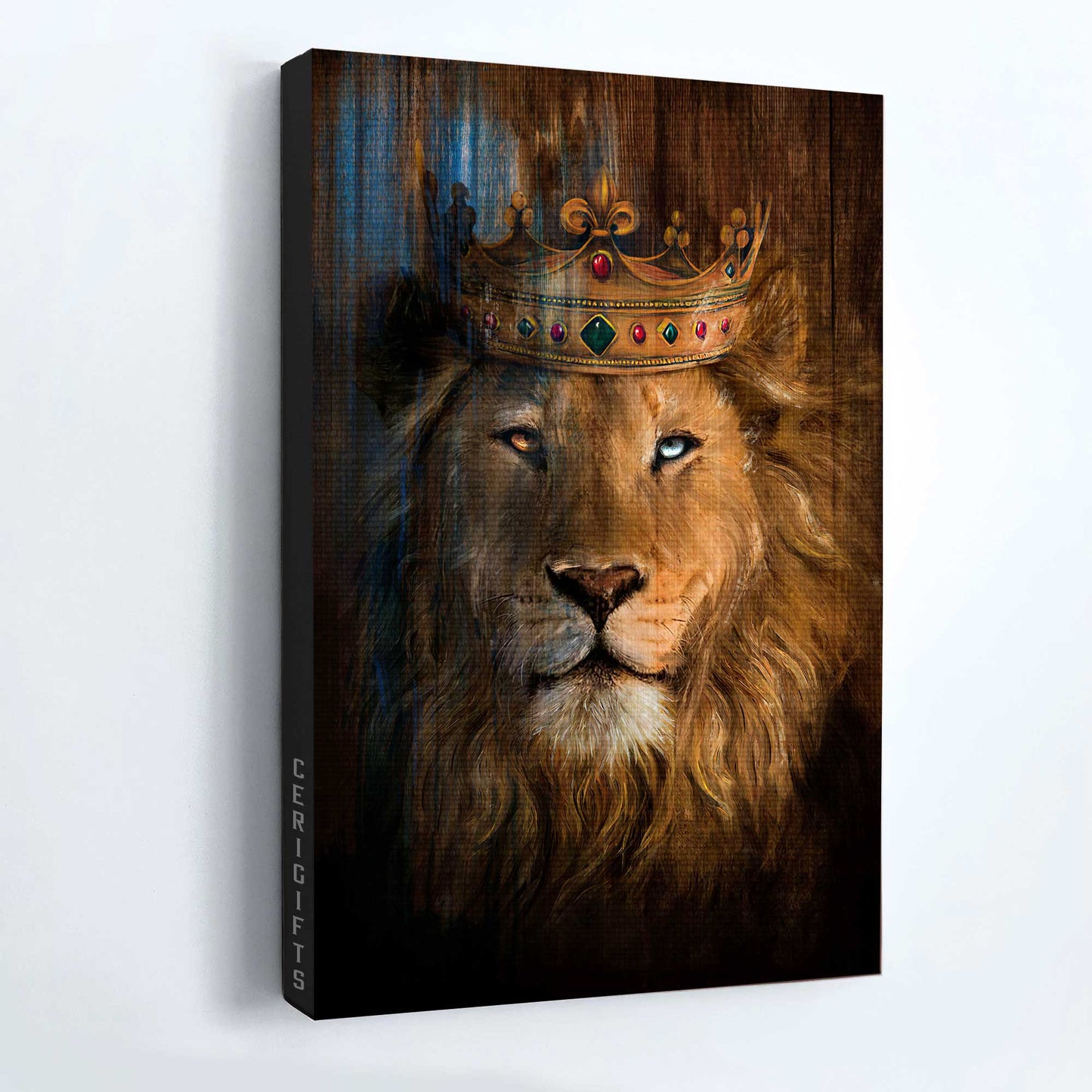Lion Portrait Canvas, Abstract lion head, Lion of Judah, Gorgeous crown Landscape Canvas, Jesus is King Canvas - Wall Decor Framed Gift For Christian