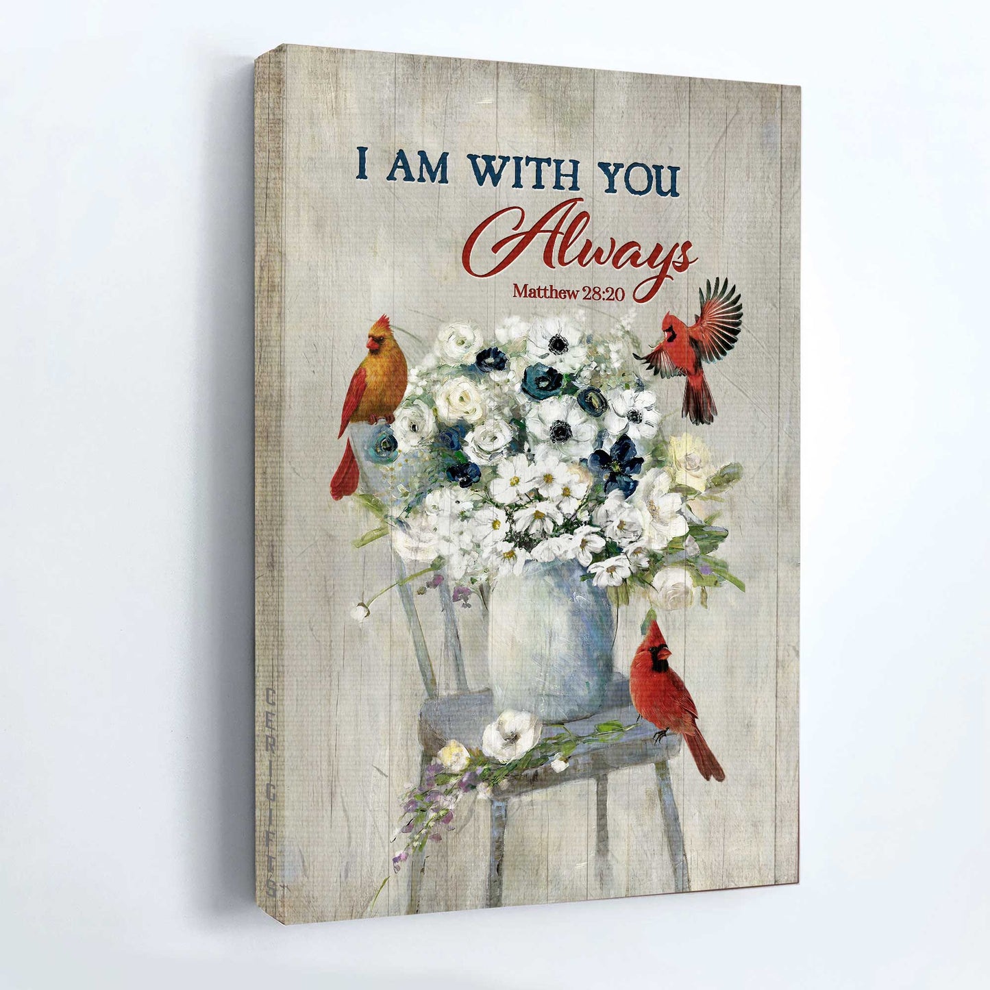 Heaven Portrait Canvas - Beautiful white flower, Red cardinal, Jasmine Portrait Canvas - Memorial Gift For Family Members - I am with you always