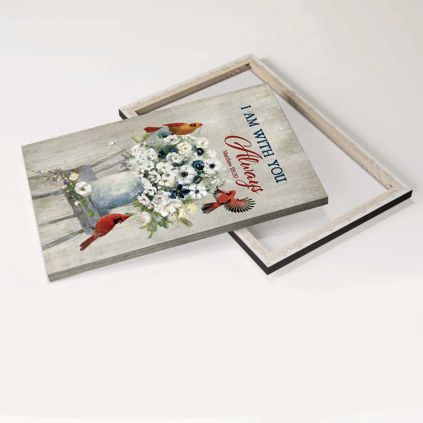 Heaven Portrait Canvas - Beautiful white flower, Red cardinal, Jasmine Portrait Canvas - Memorial Gift For Family Members - I am with you always