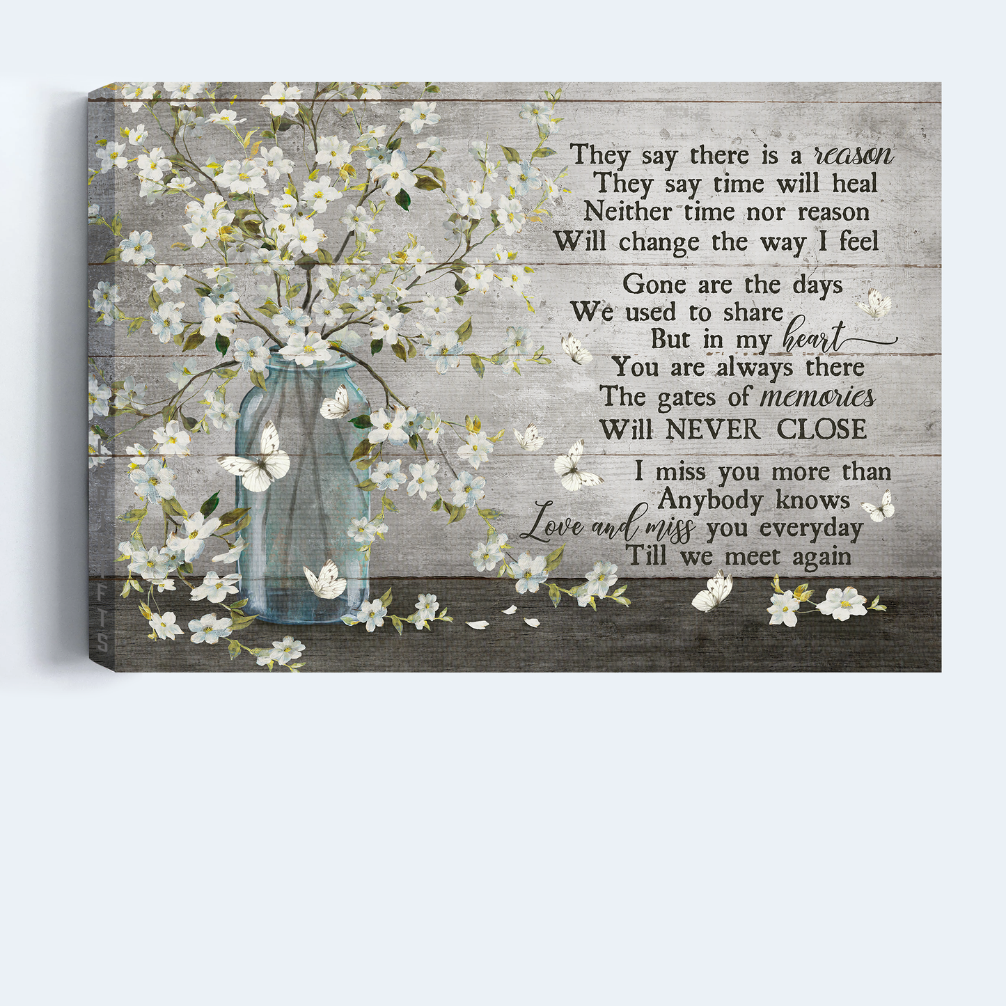 Heaven Landscape Canvas - Beautiful white flower vase, Subtle background Landscape Canvas - Memorial Gift For Family Members - They say time will heal