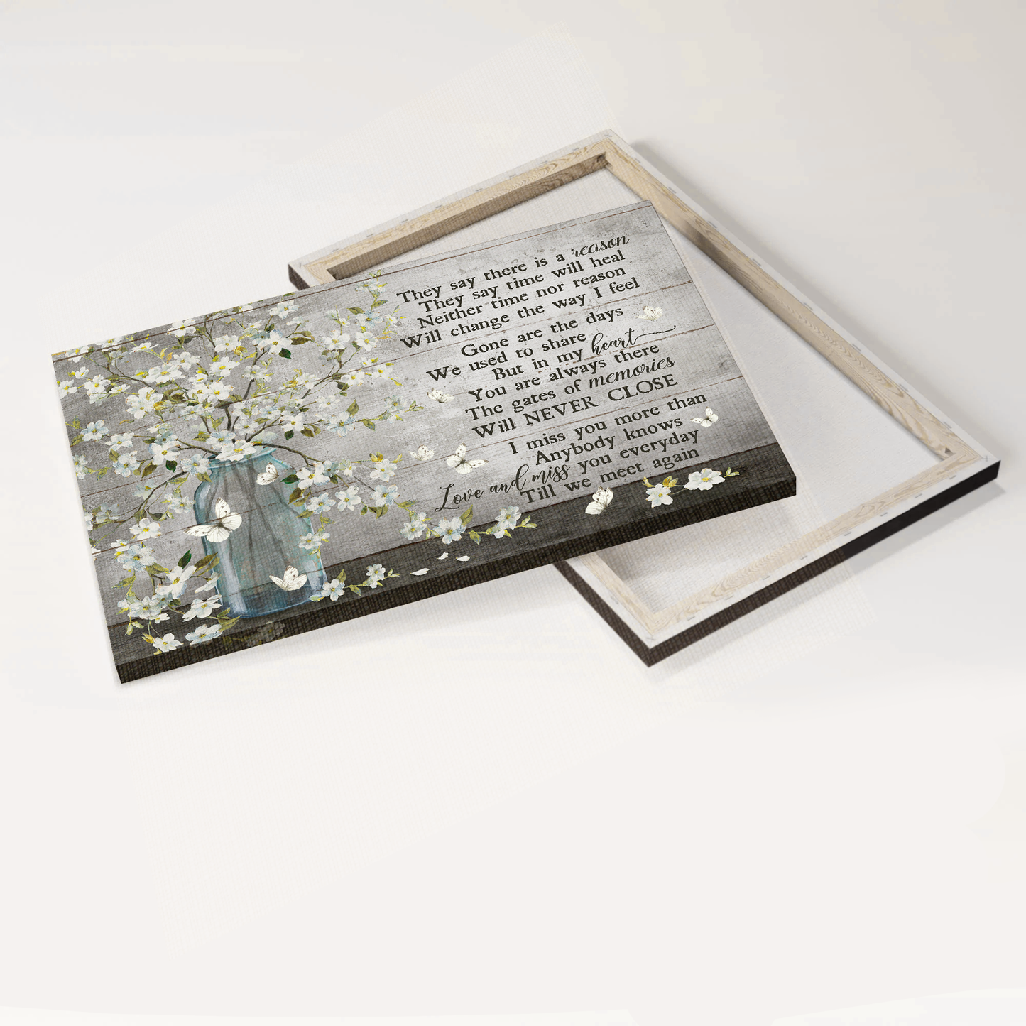 Heaven Landscape Canvas - Beautiful white flower vase, Subtle background Landscape Canvas - Memorial Gift For Family Members - They say time will heal
