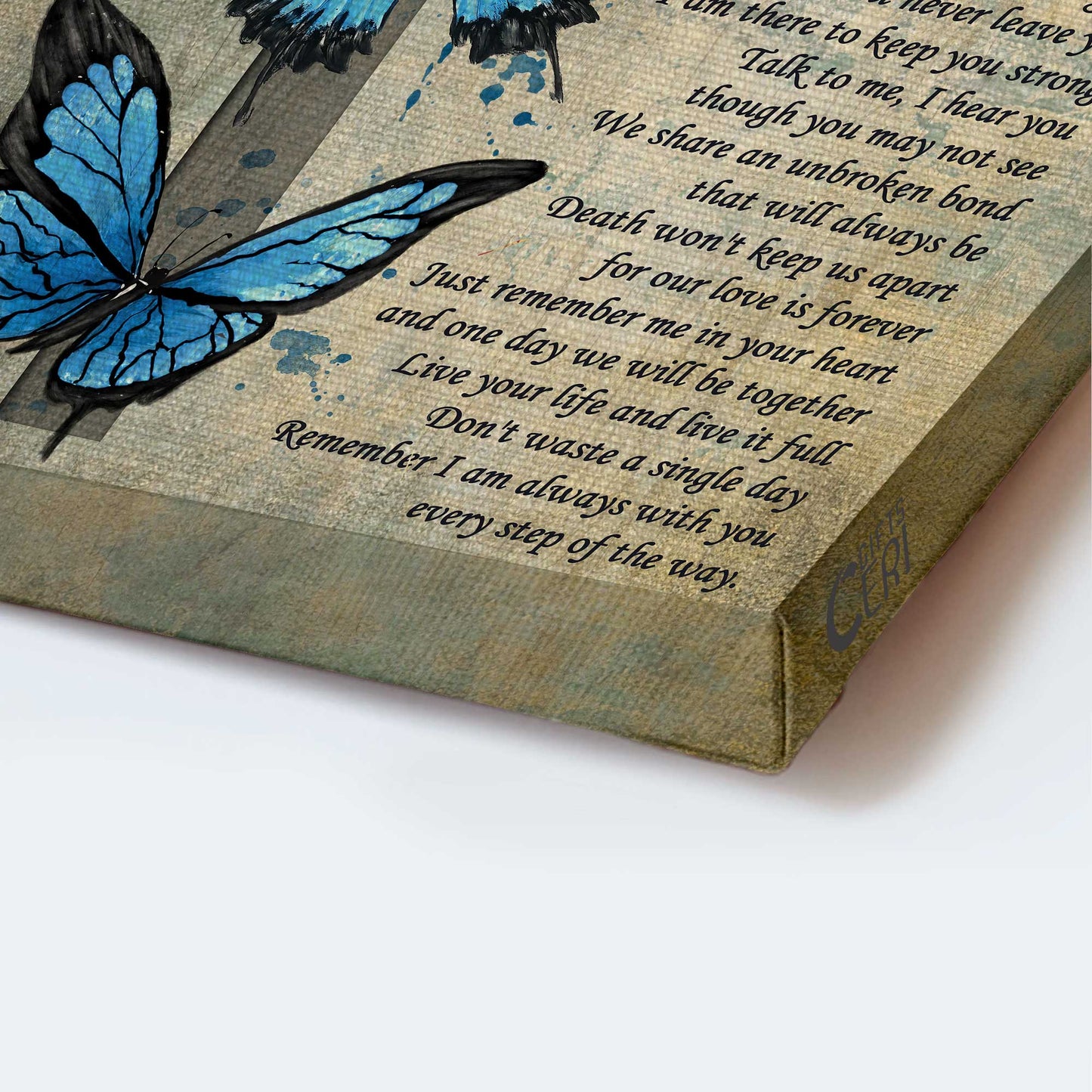 Heaven Portrait Canvas - Big Butterfly, Cross Symbol Portrait Canvas - Memorial Gift For Family Members - I Never Left You Portrait Canvas