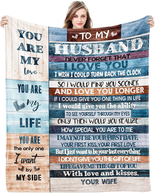 Gift For Husband - To My Husband Blanket - Gift From Wife For Christmas, Wedding, Anniversary, Birthday, Fathers, Valentines Halloween, Thanksgiving Day, Romantic Husband Gifts Ideas Ultra Soft Blankets