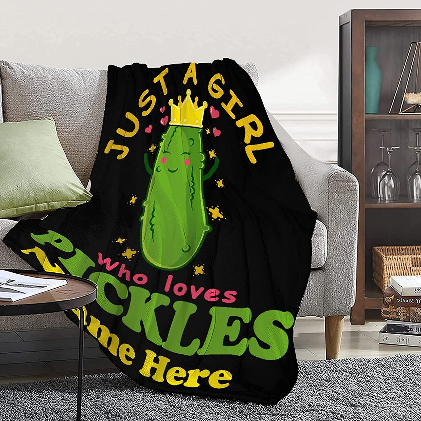 Personalized Pickle Blanket - Custom Funny Gift For Pickle Lover - Just A Girl Who Loves Pickles Blanket