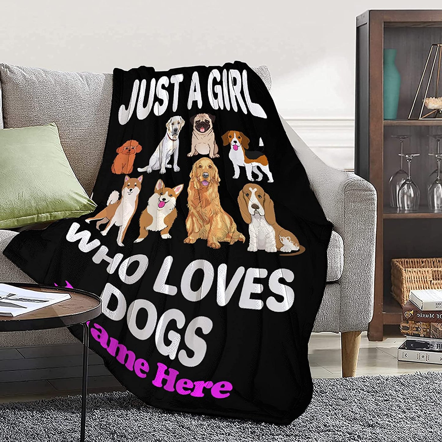 Personalized Dog Blanket - Custom Gift For Dog Lover, Animals Lover, Puppy - Just A Girl Who Loves Dog Blanket