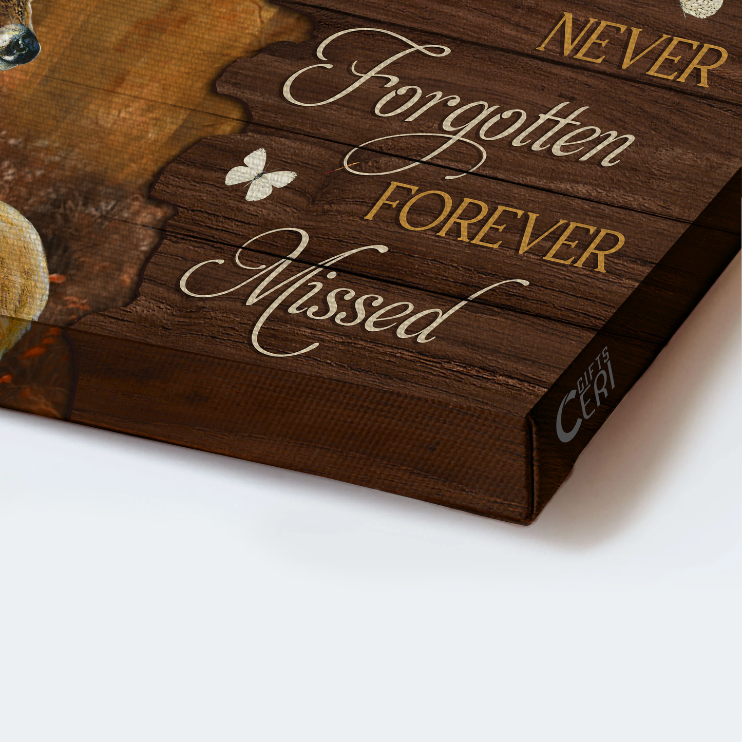 Heaven Landscape Canvas - Big deer painting, White butterfly, Dark forest Landscape Canvas - Memorial Gift For Family Members - Always loved Never forgotten Forever missed