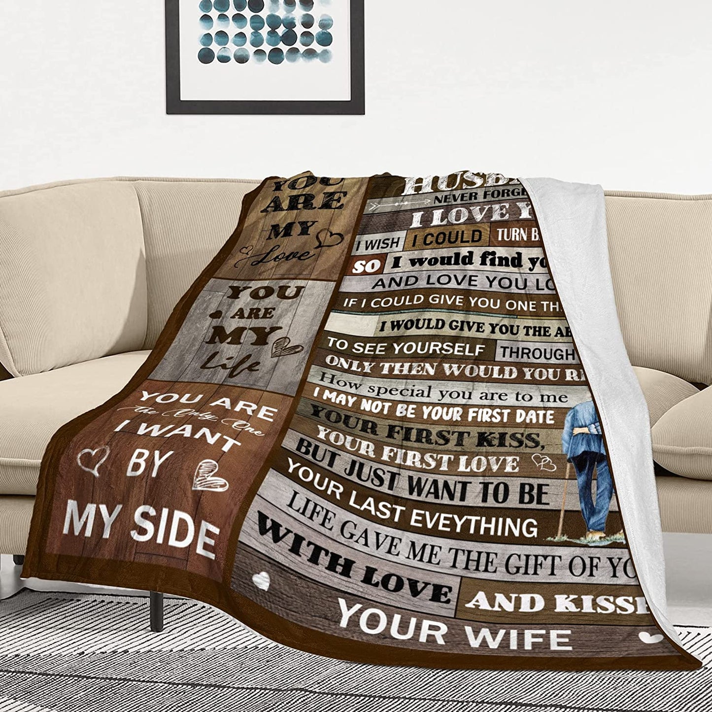To Husband Gifts From Wife, To My Husband Blanket, Christmas Romantic Valentine Birthday Gifts For Men, Super Soft Cozy Throws Blankets, Best Gift For Husband.