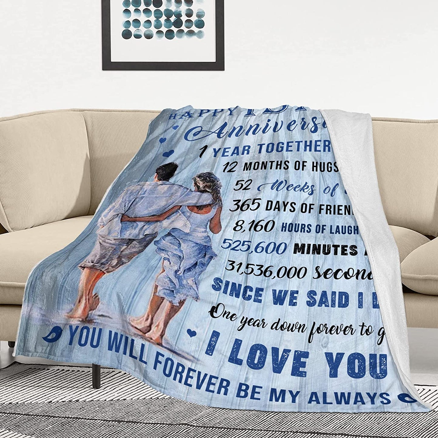 Gift For Couple Blanket - 1St Marriage Anniversary Blanket Gift For Wife Husband Boyfriend Girlfriend Couple , Romantic Throw Blankets Valentine Day Birthday Gifts